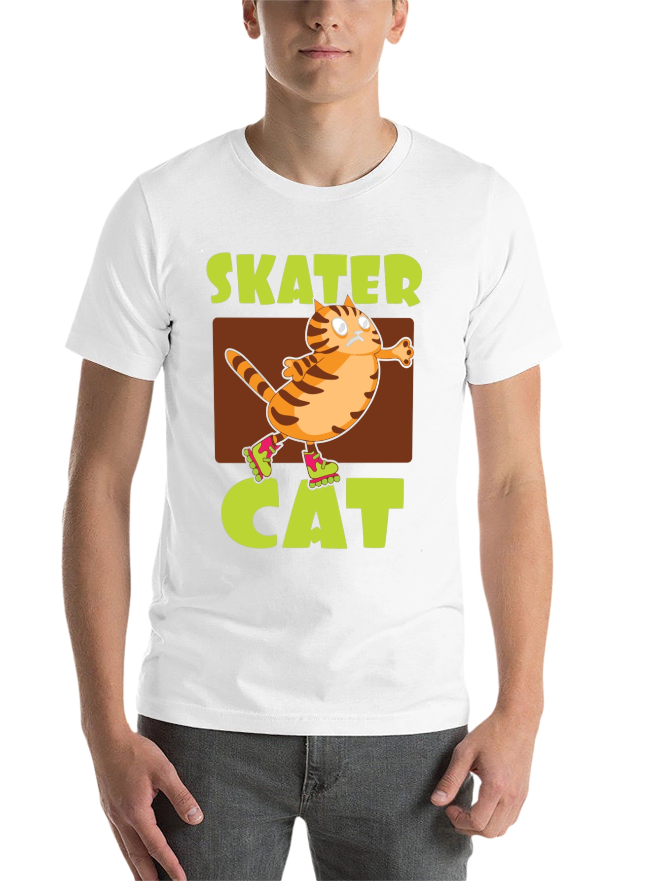Black Skater Cat Graphic Tee - Novelty Humor T-Shirt view 14