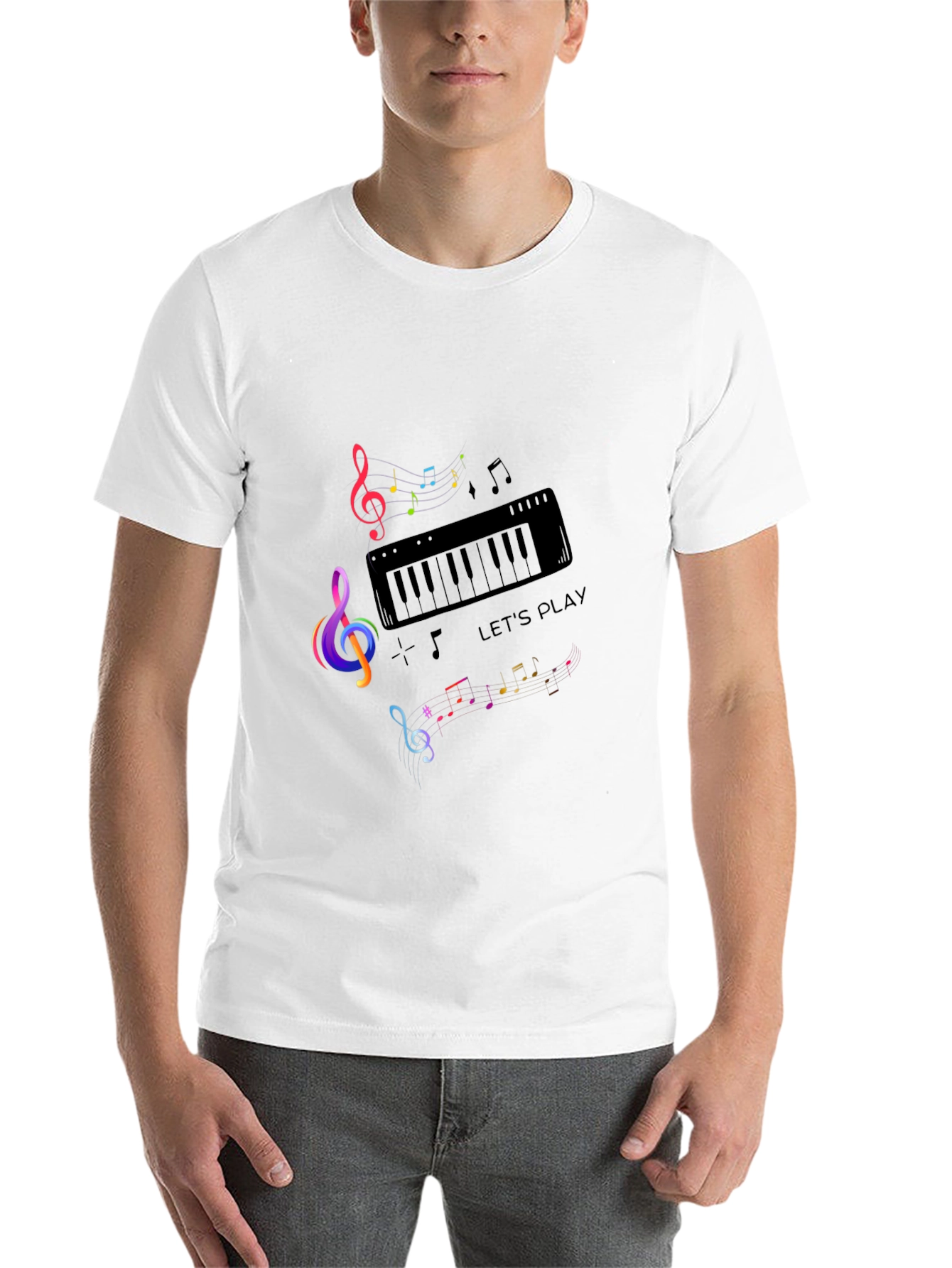 Musical Note Piano Graphic Print Black T-Shirt - 14