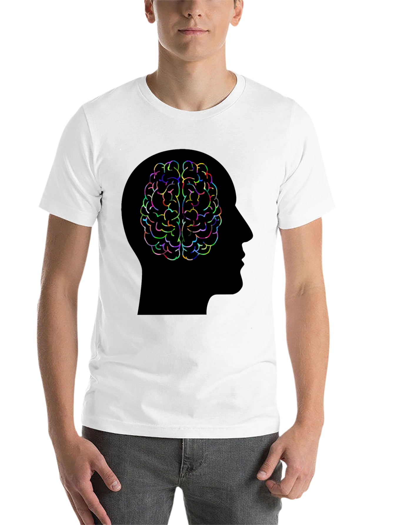 Black Brain Power T-Shirt - Colorful Mind Design view 14