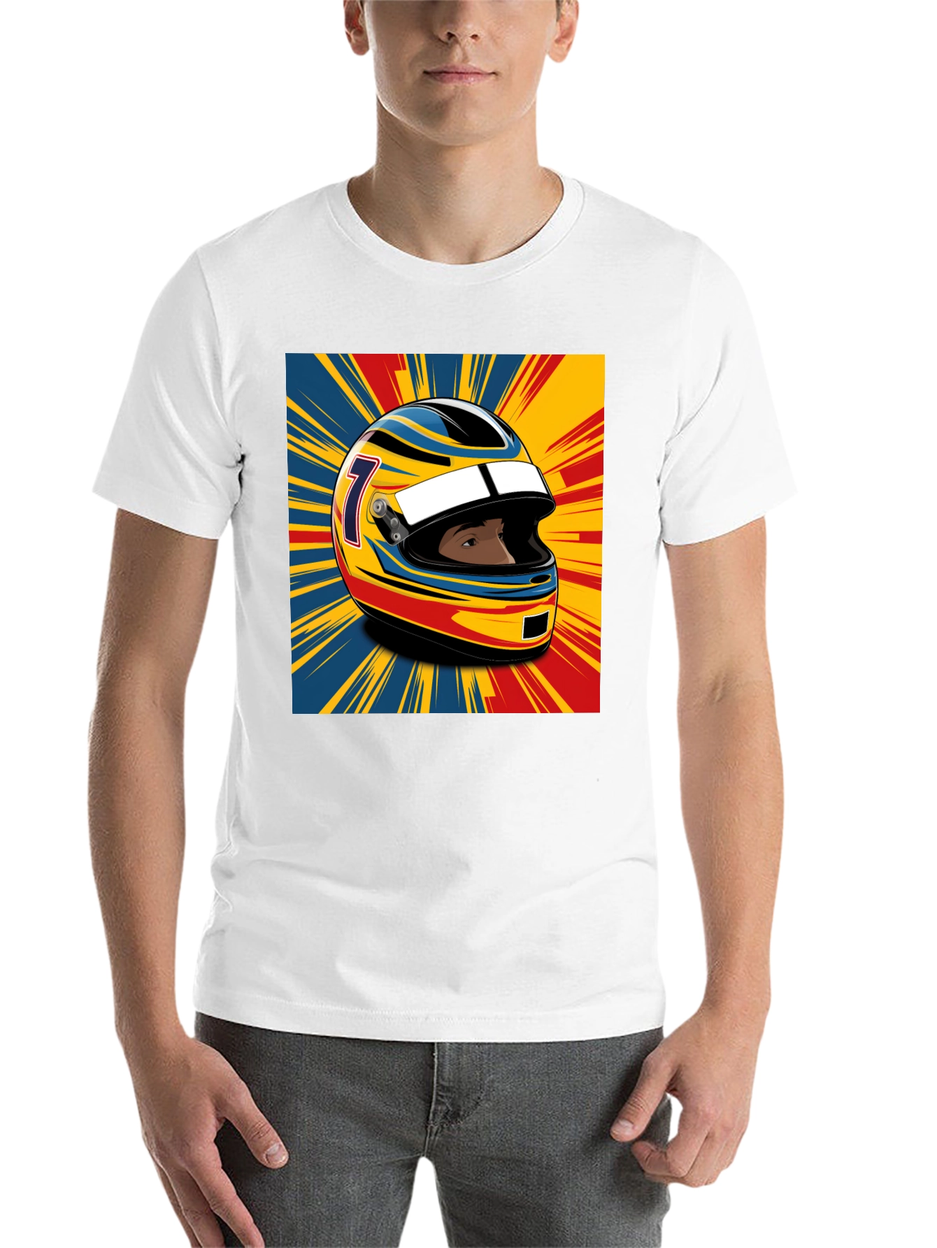 Black Racing Helmet Graphic T-Shirt - Stylish Motorsport Apparel view 14