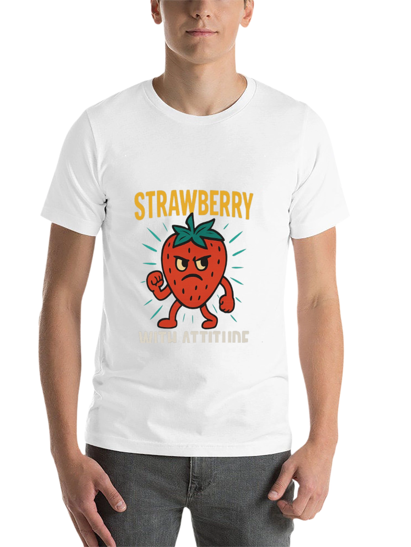Black Strawberry With Attitude Graphic T-Shirt view 14