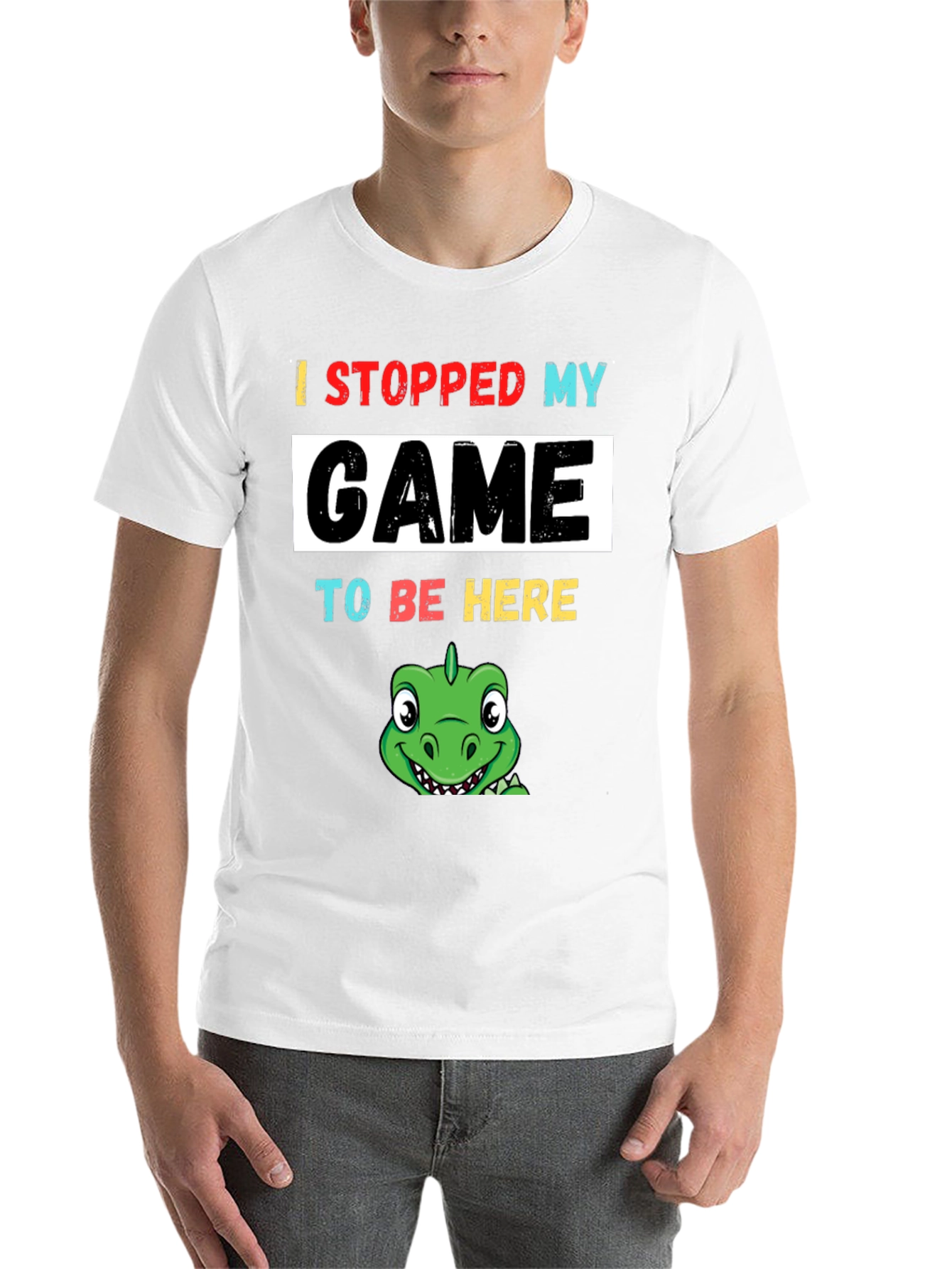Black Gamer Dino T-Shirt: Stopped My Game To Be Here view 14