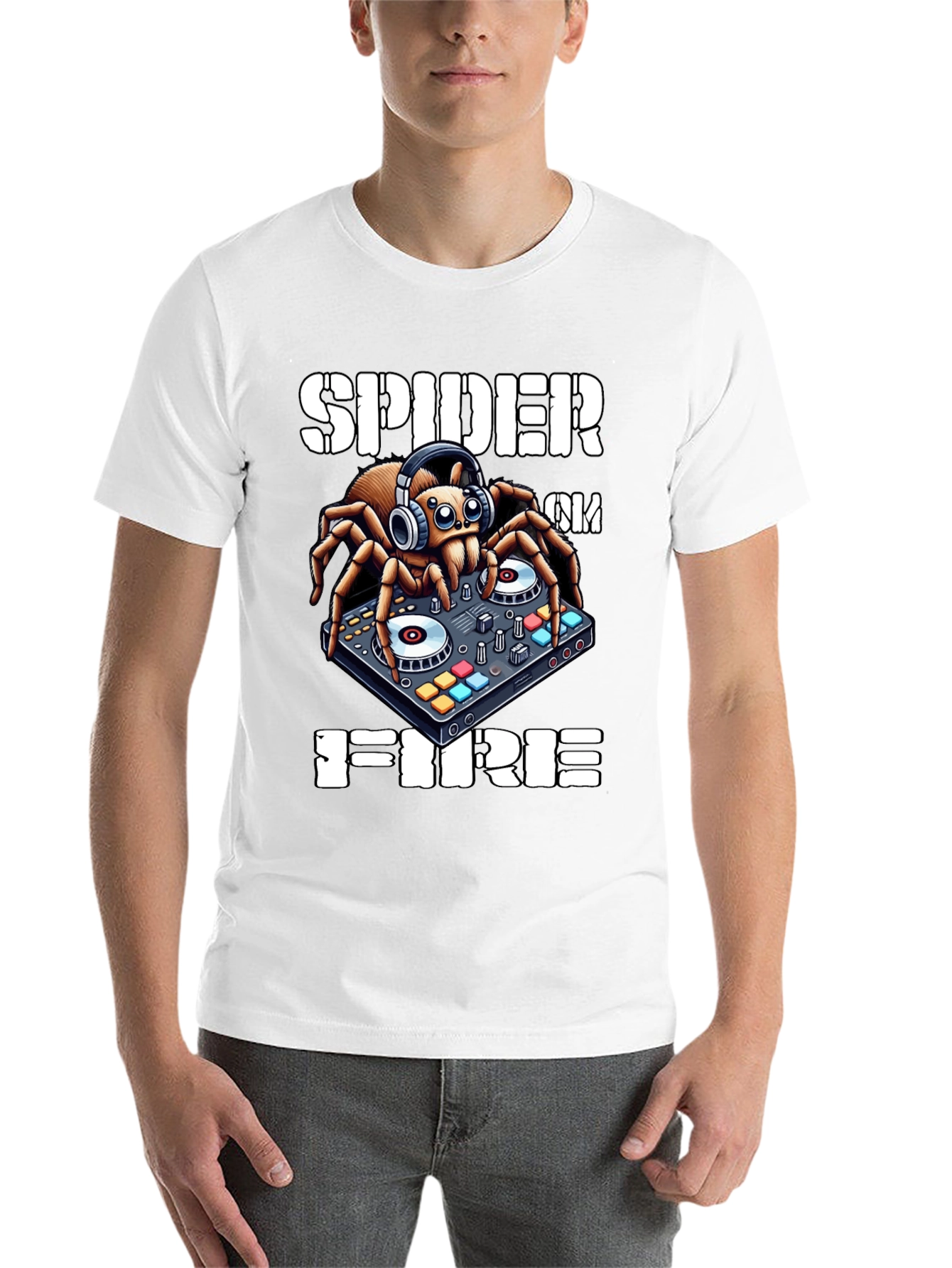 Black Spider DJ T-Shirt - Spider on Fire view 14
