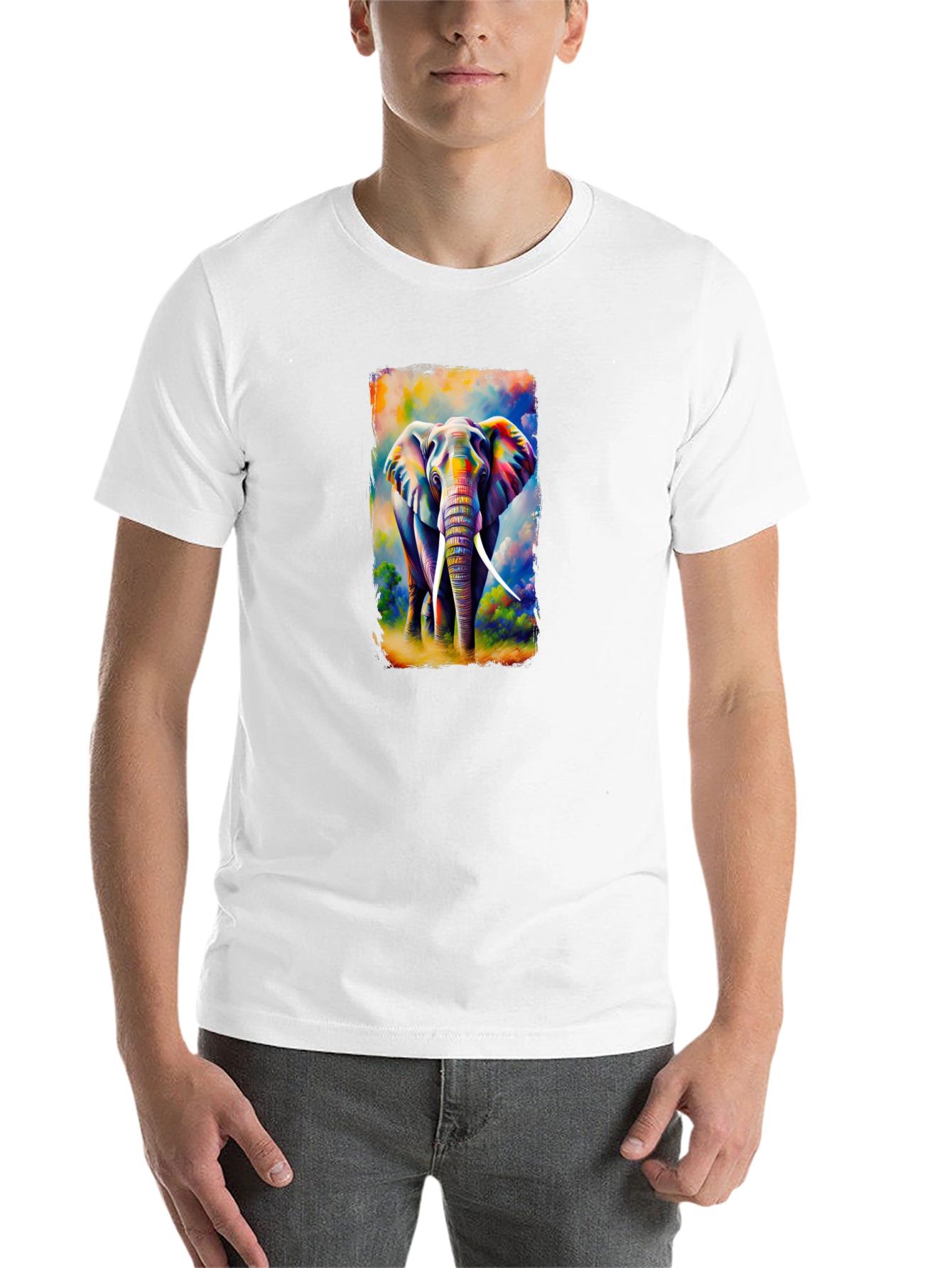 Black Colorful Elephant Graphic T-Shirt view 14