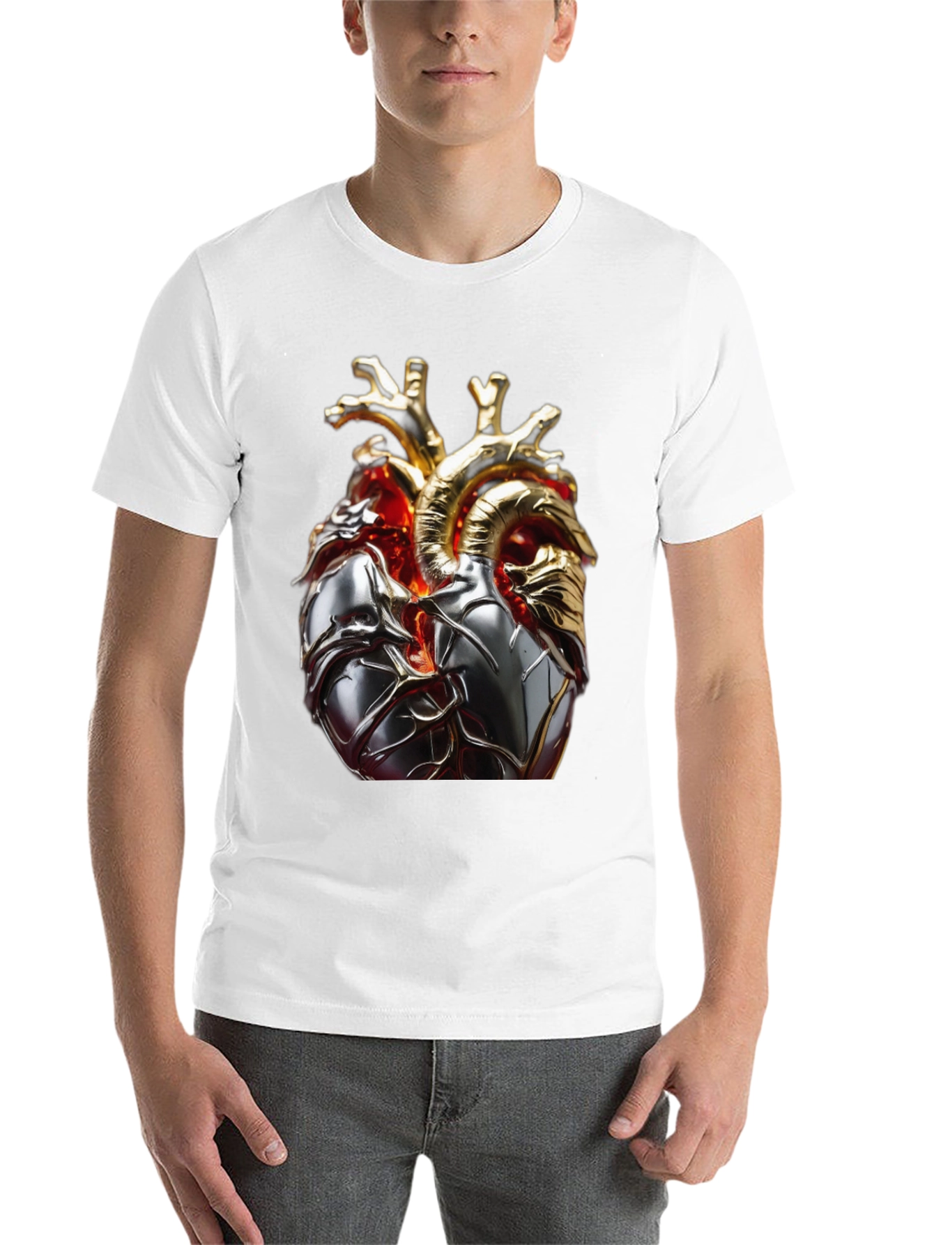 Black Metallic Heart Graphic T-Shirt view 14