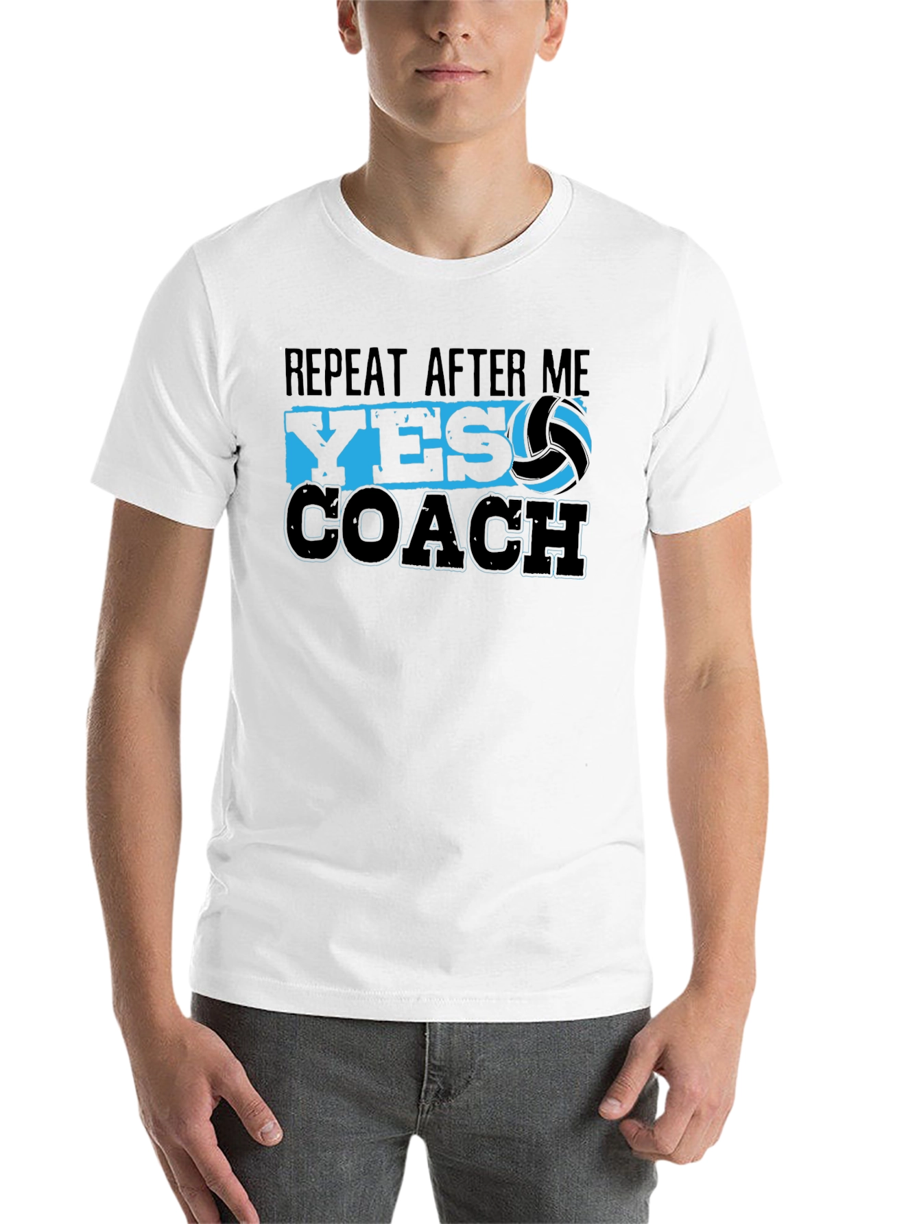 Black Volleyball Coach T-Shirt - Repeat After Me Yes Coach view 14