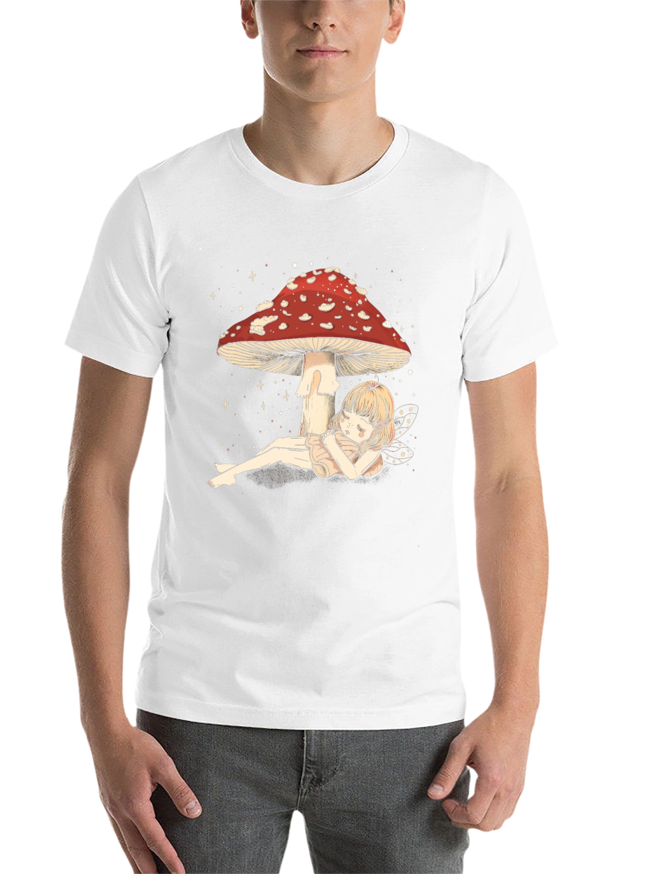 Black Mushroom Fairy T-Shirt - Whimsical Black Tee view 14