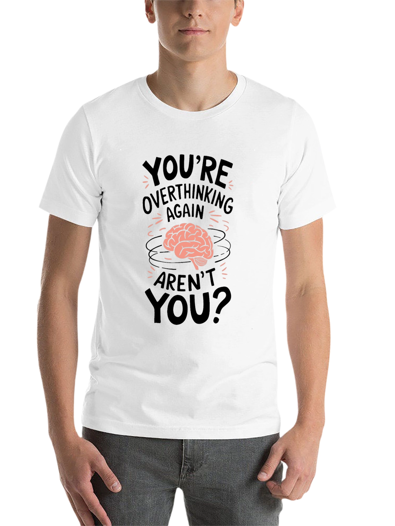 Black Overthinking Brain Tee -  Men's Graphic T-Shirt view 14