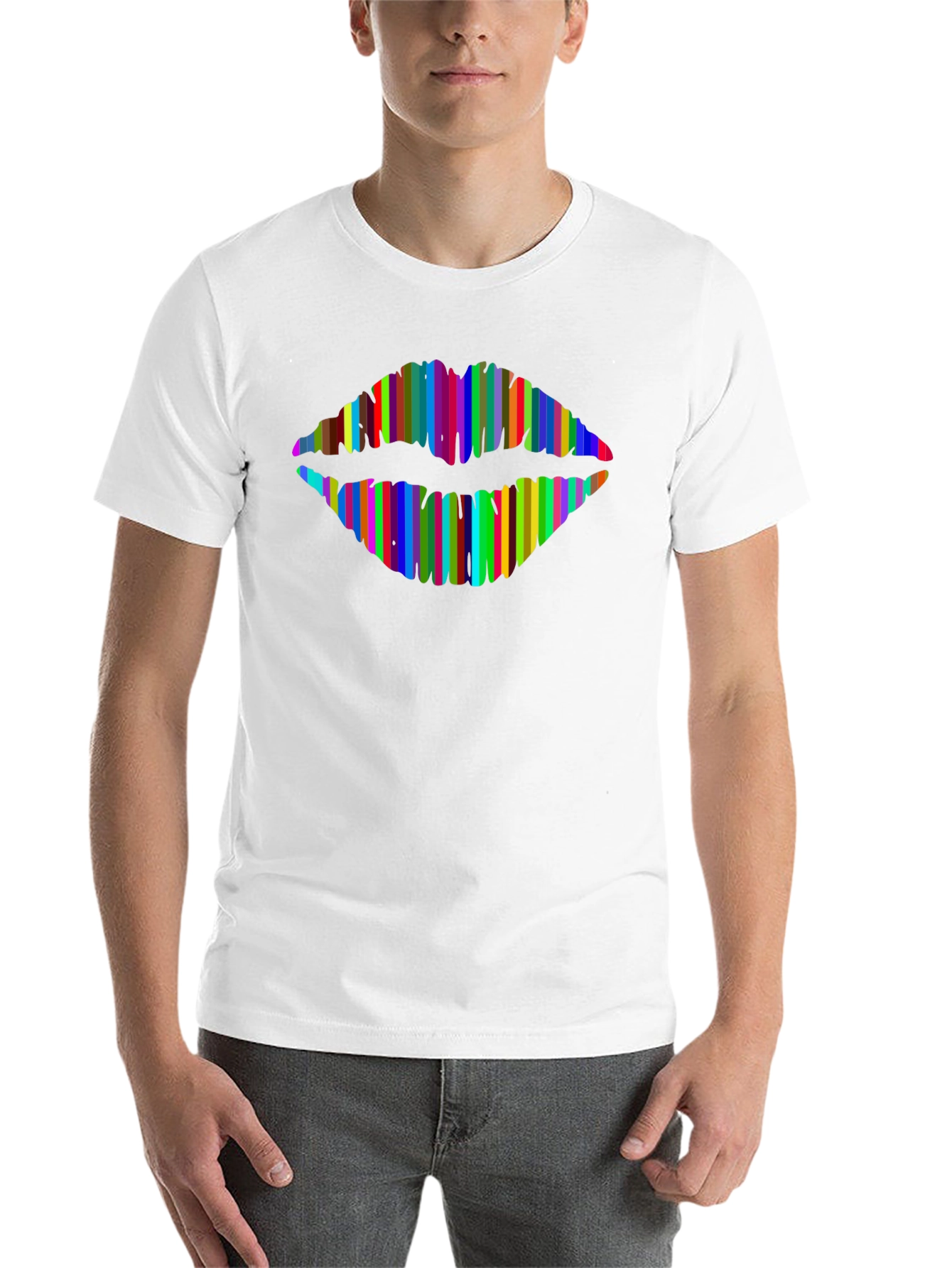 Black Rainbow Lips Graphic T-Shirt - Modern Style view 14