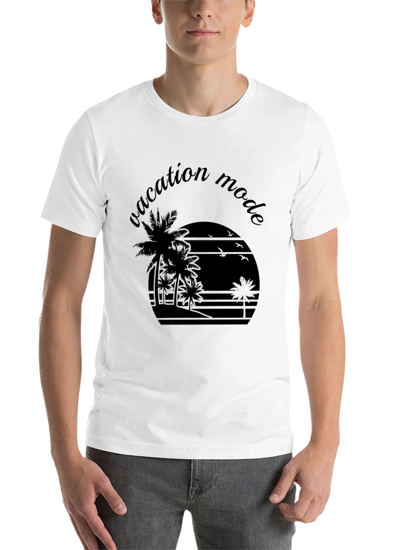 Black Vacation Mode T-Shirt - Palm Tree Graphic Tee view 14