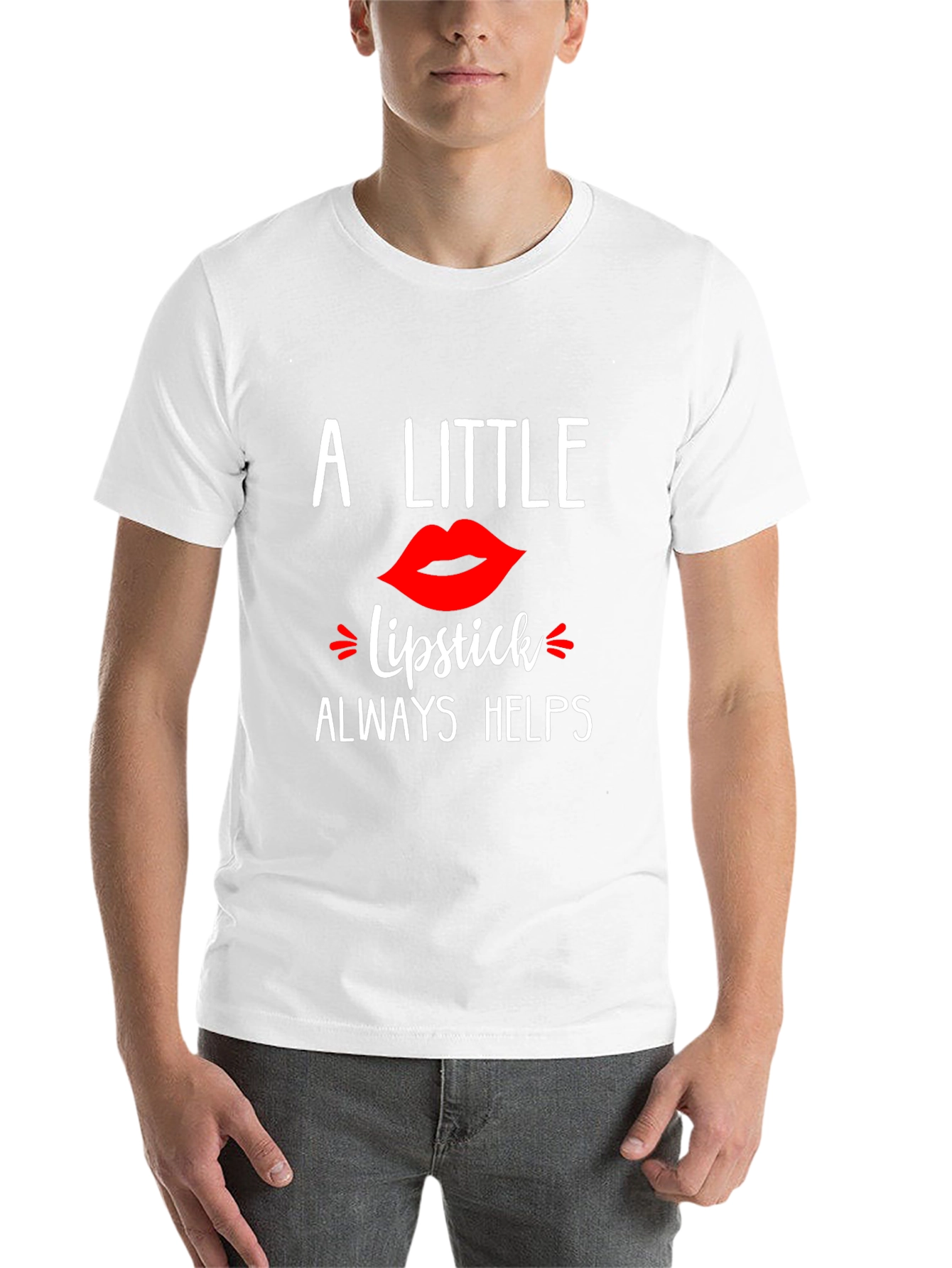 Black A Little Lipstick Always Helps T-Shirt view 14