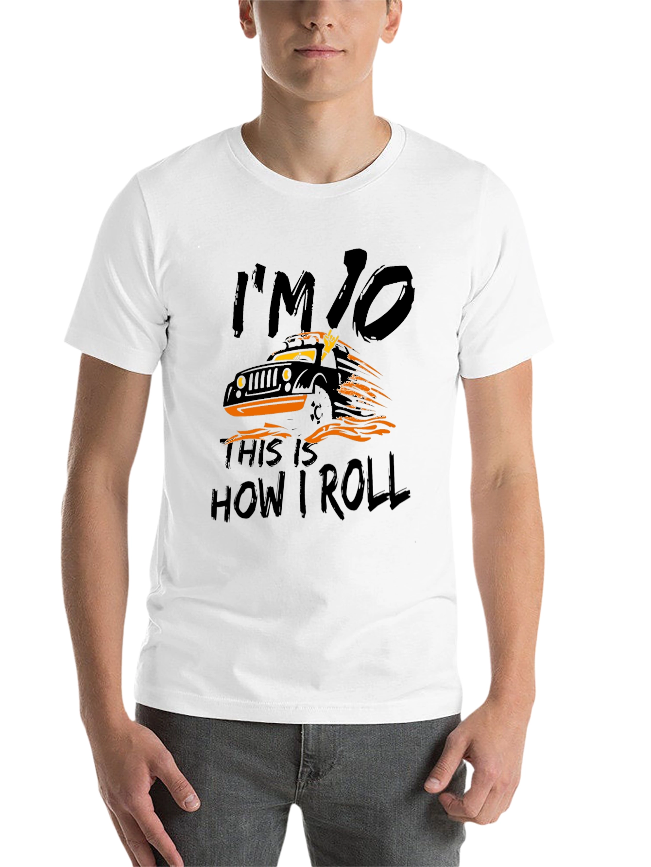 Black I'm 10, This is How I Roll Jeep T-Shirt view 14