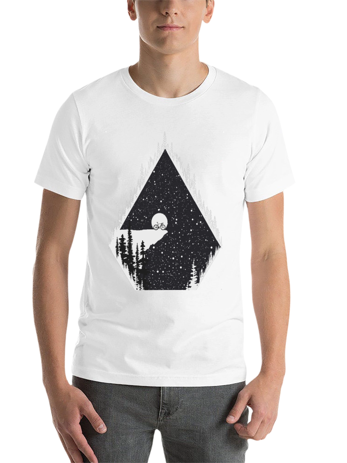 Black Night Ride T-Shirt - Mountain Bike Scene Graphic Tee view 14