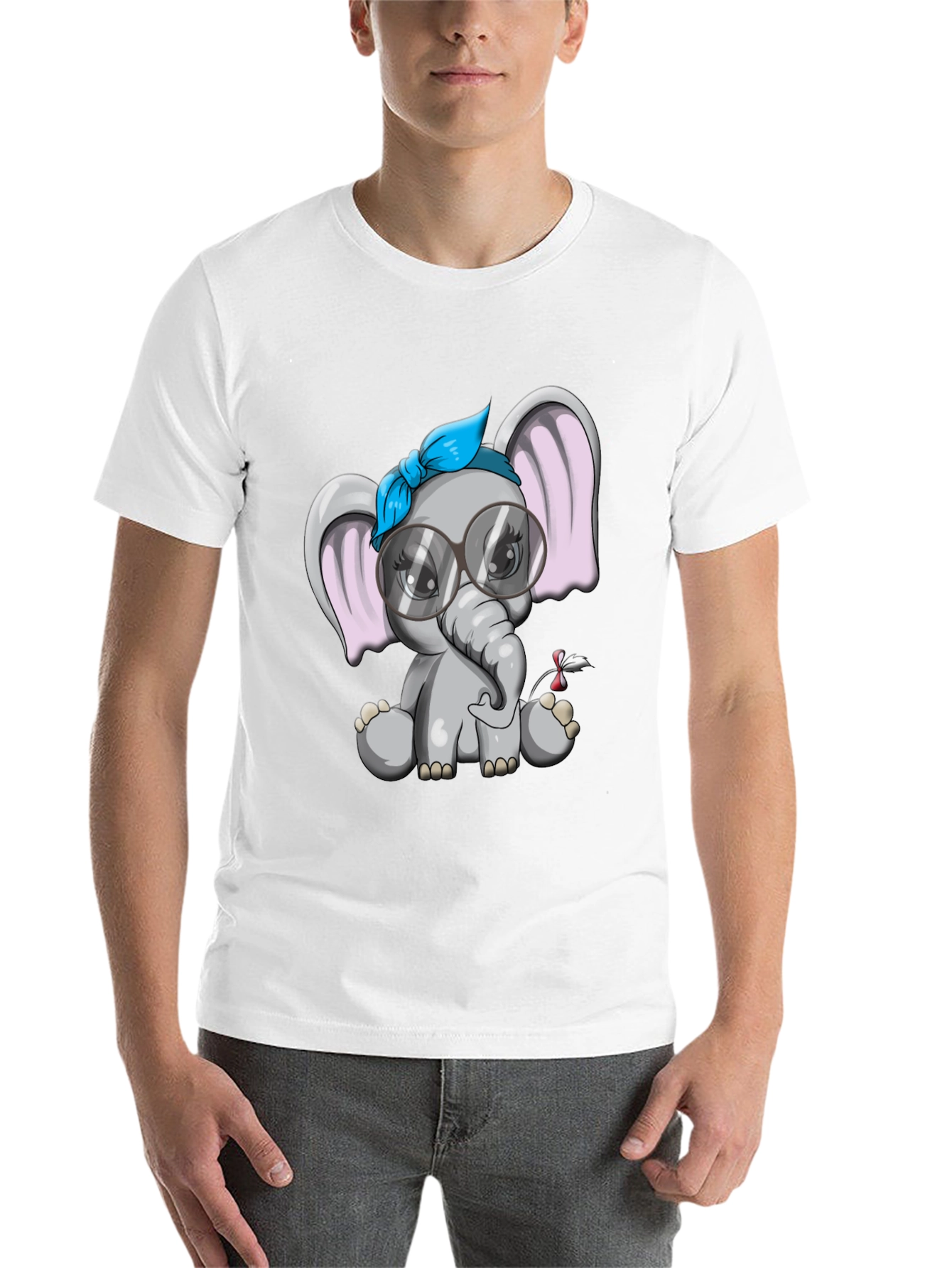Black Cute Elephant Graphic Tee - Black view 14
