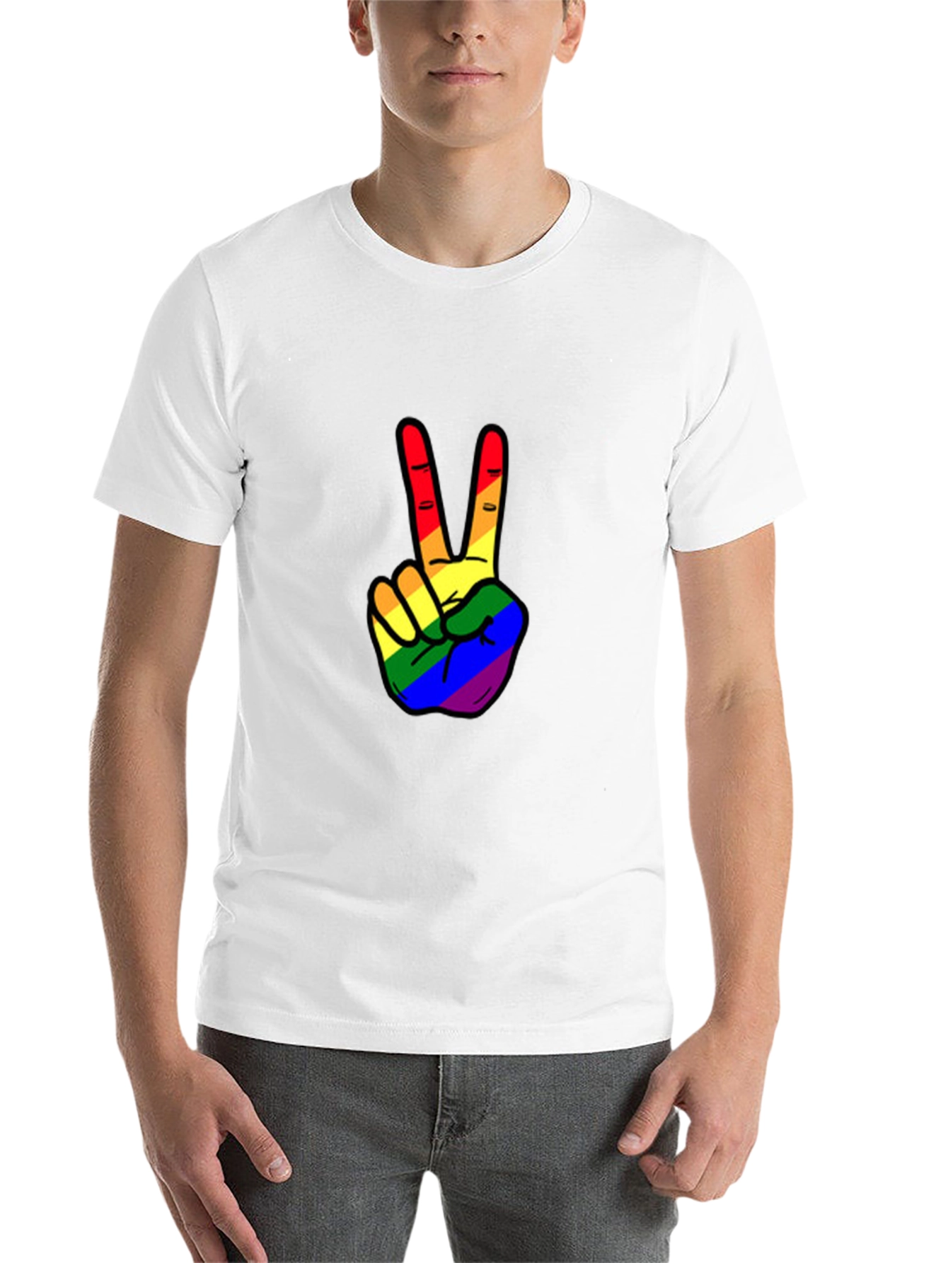 Black Rainbow Peace Sign Graphic Tee view 14