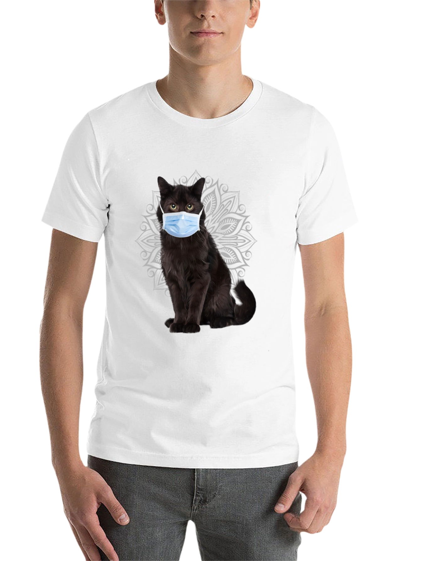 Black Masked Cat Graphic Tee - Unique Novelty T-Shirt view 14