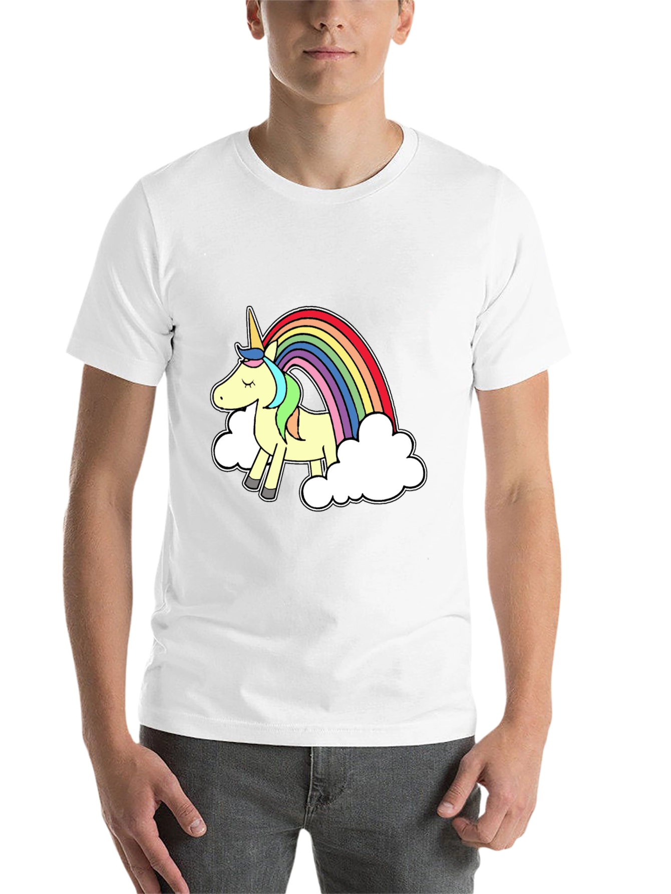 Black Unicorn Rainbow Graphic Tee - Black Cotton T-Shirt view 14