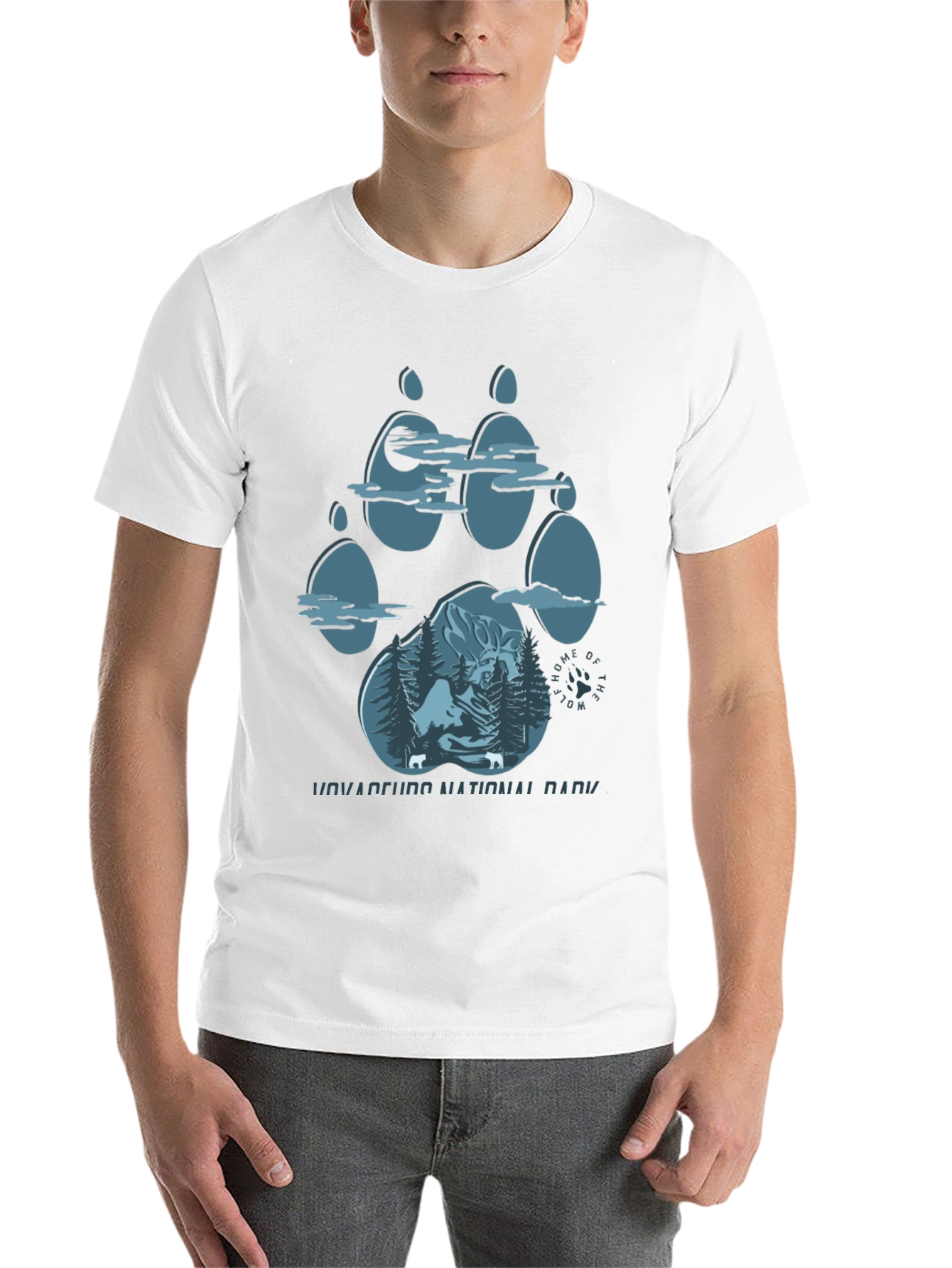 Black Wolf Paw Print National Park T-Shirt view 14