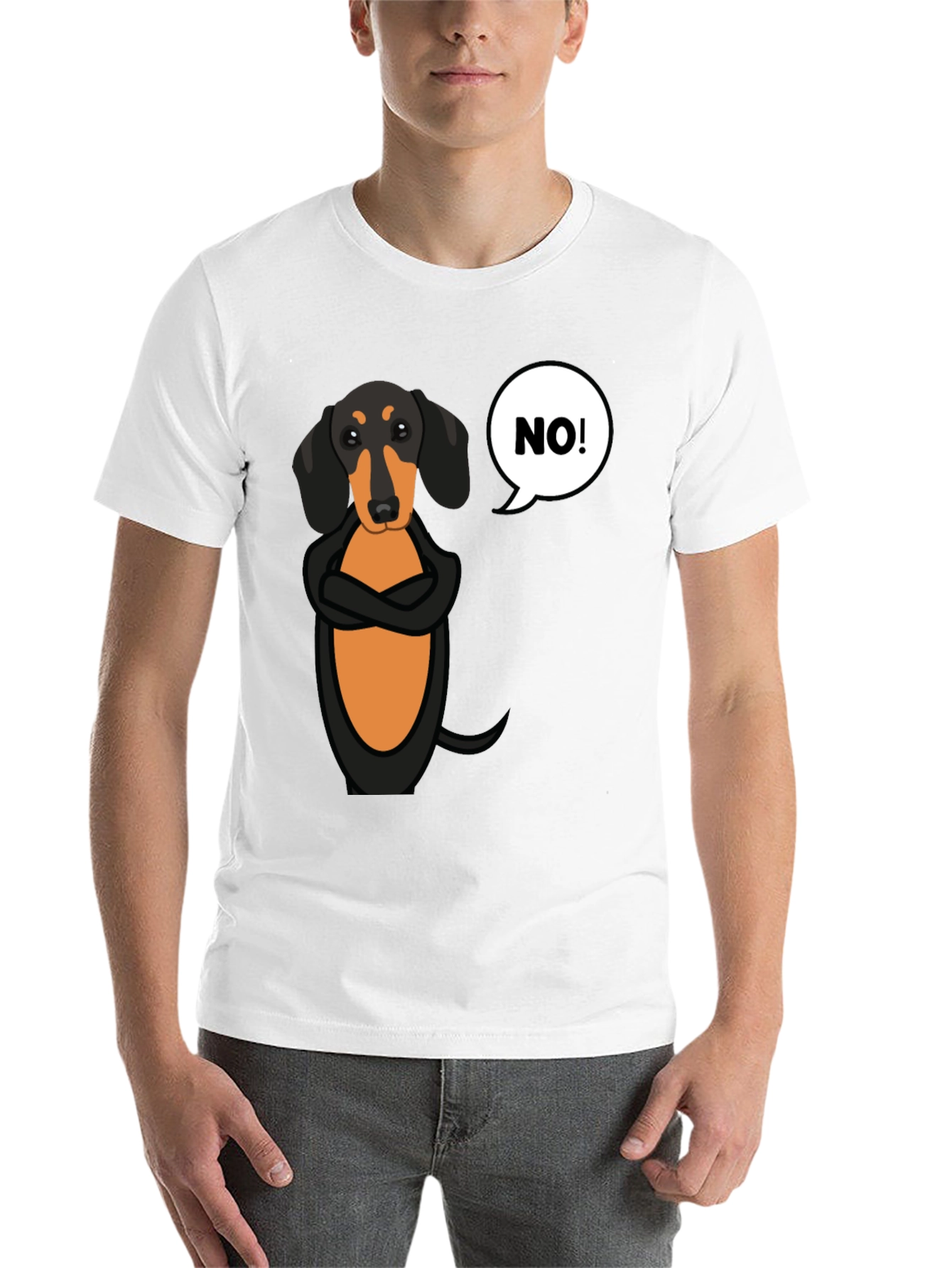 Sassy Dachshund Graphic Tee - "NO!" Attitude - 14