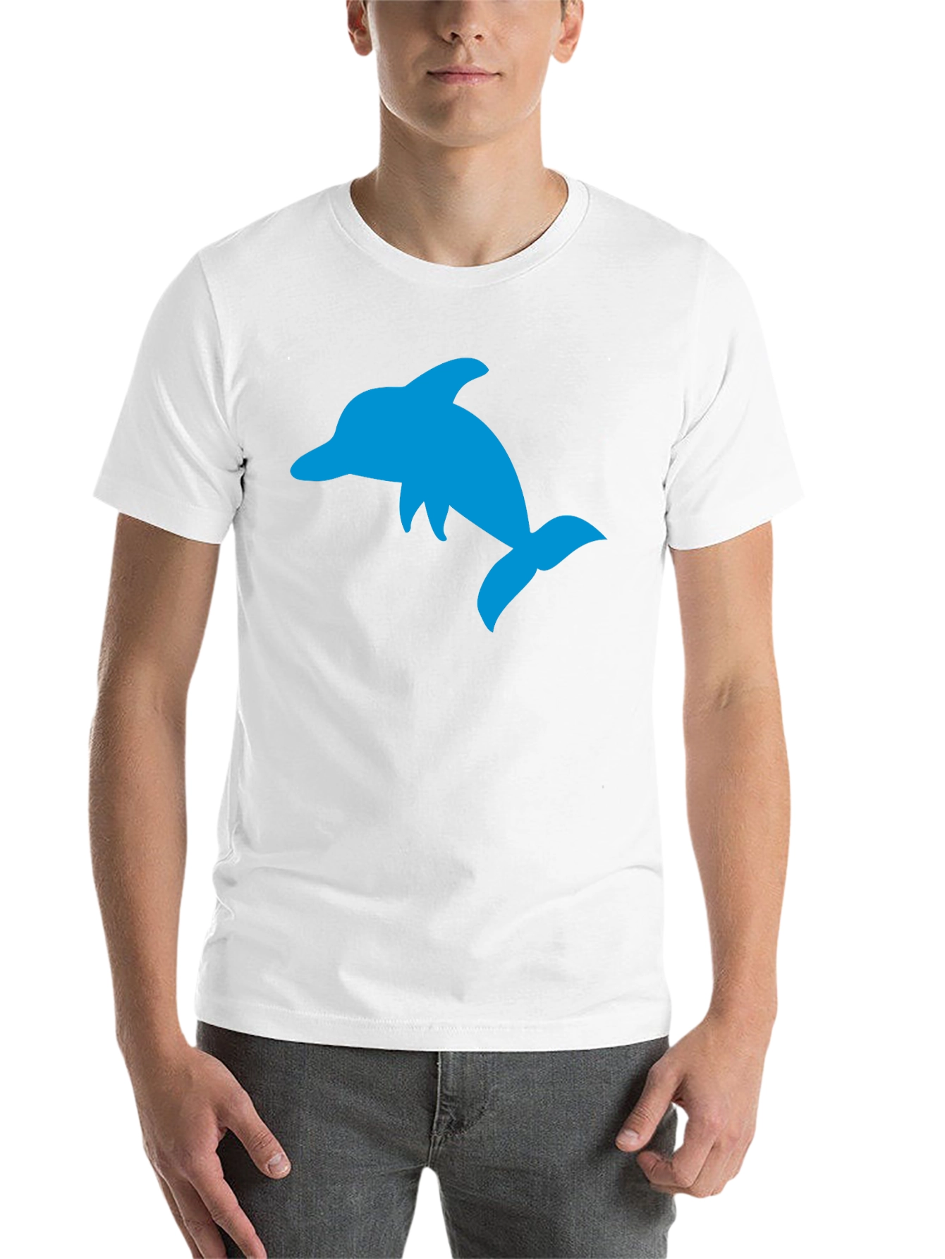Black Black T-Shirt with Blue Dolphin Graphic view 14