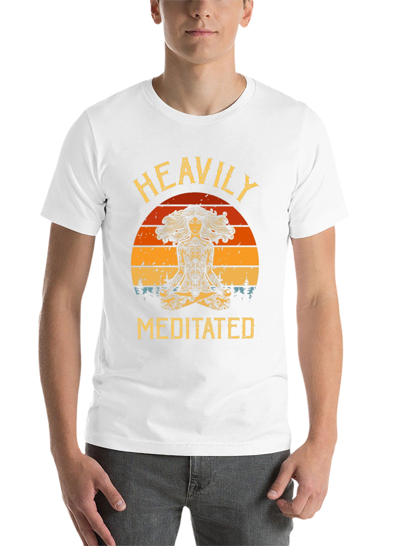 Black Heavily Meditated Graphic Tee - Yoga Meditation Shirt view 14