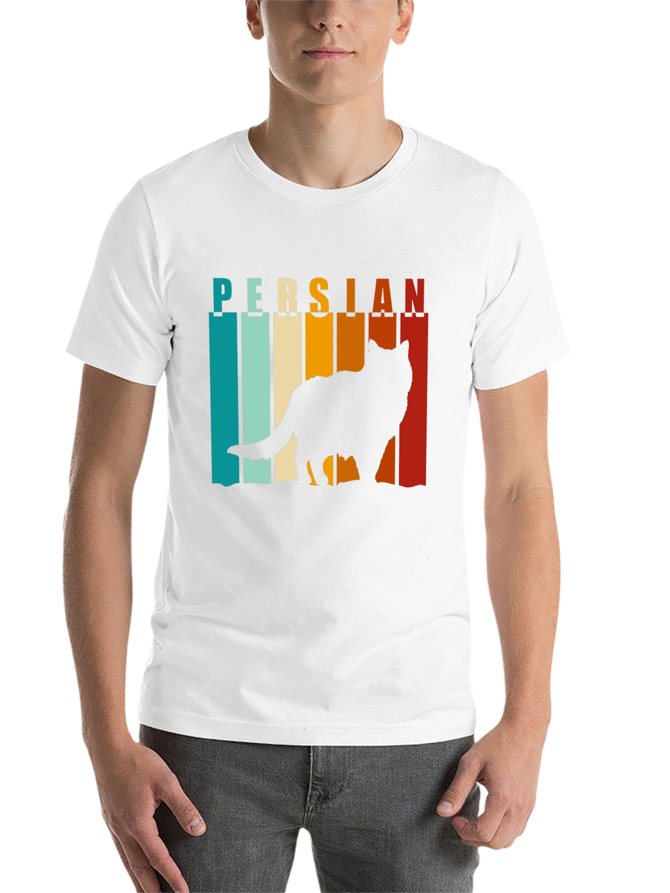 Black Retro Persian Cat T-Shirt view 14