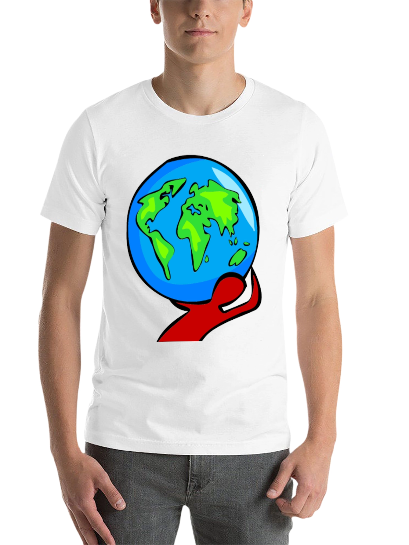 Black World in Hand Graphic Tee - Black Cotton T-Shirt view 14