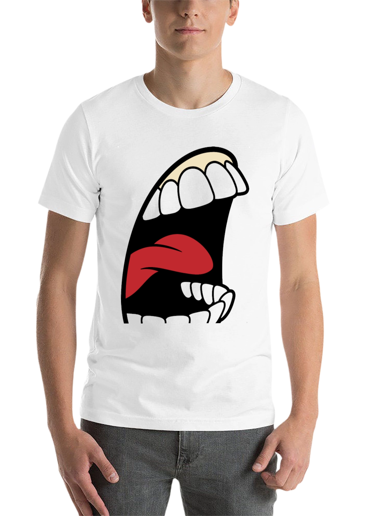 Black Cartoon Mouth Graphic Tee - Expressive Style view 14