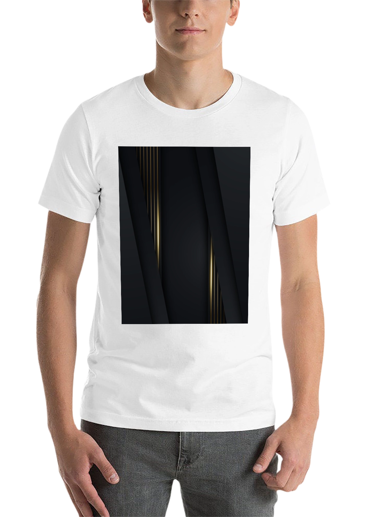 Black Elegant Black & Gold Abstract Design Tee view 14