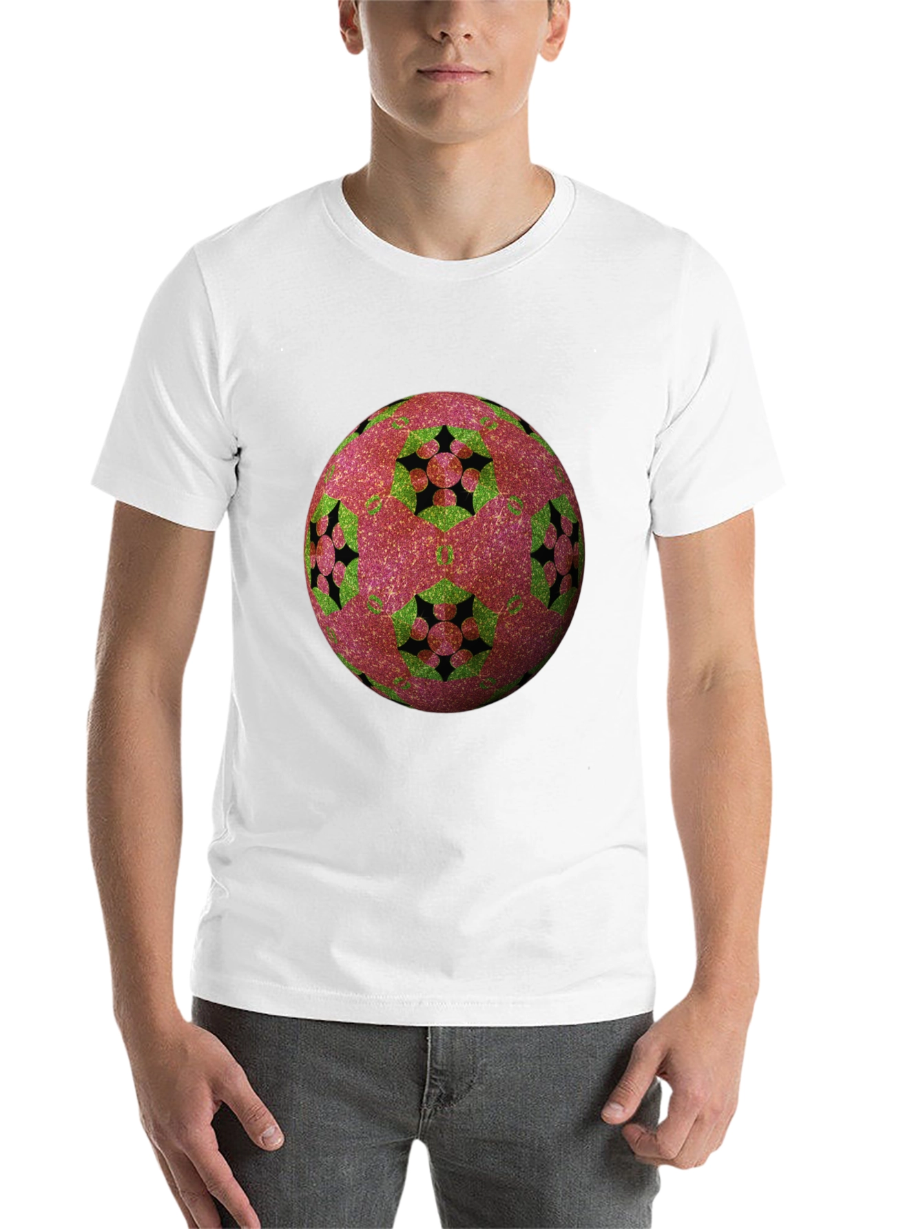 Black Abstract Orb Design Tee view 14