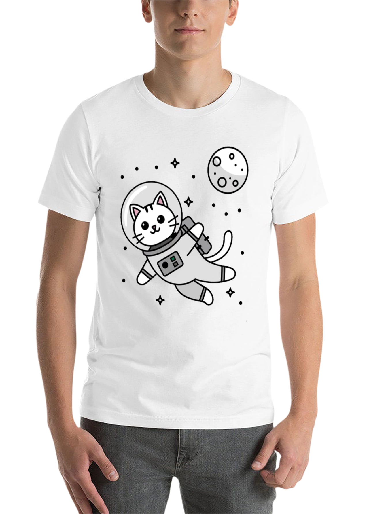 Black Astronaut Cat Graphic T-Shirt - Space Kitten Tee view 14