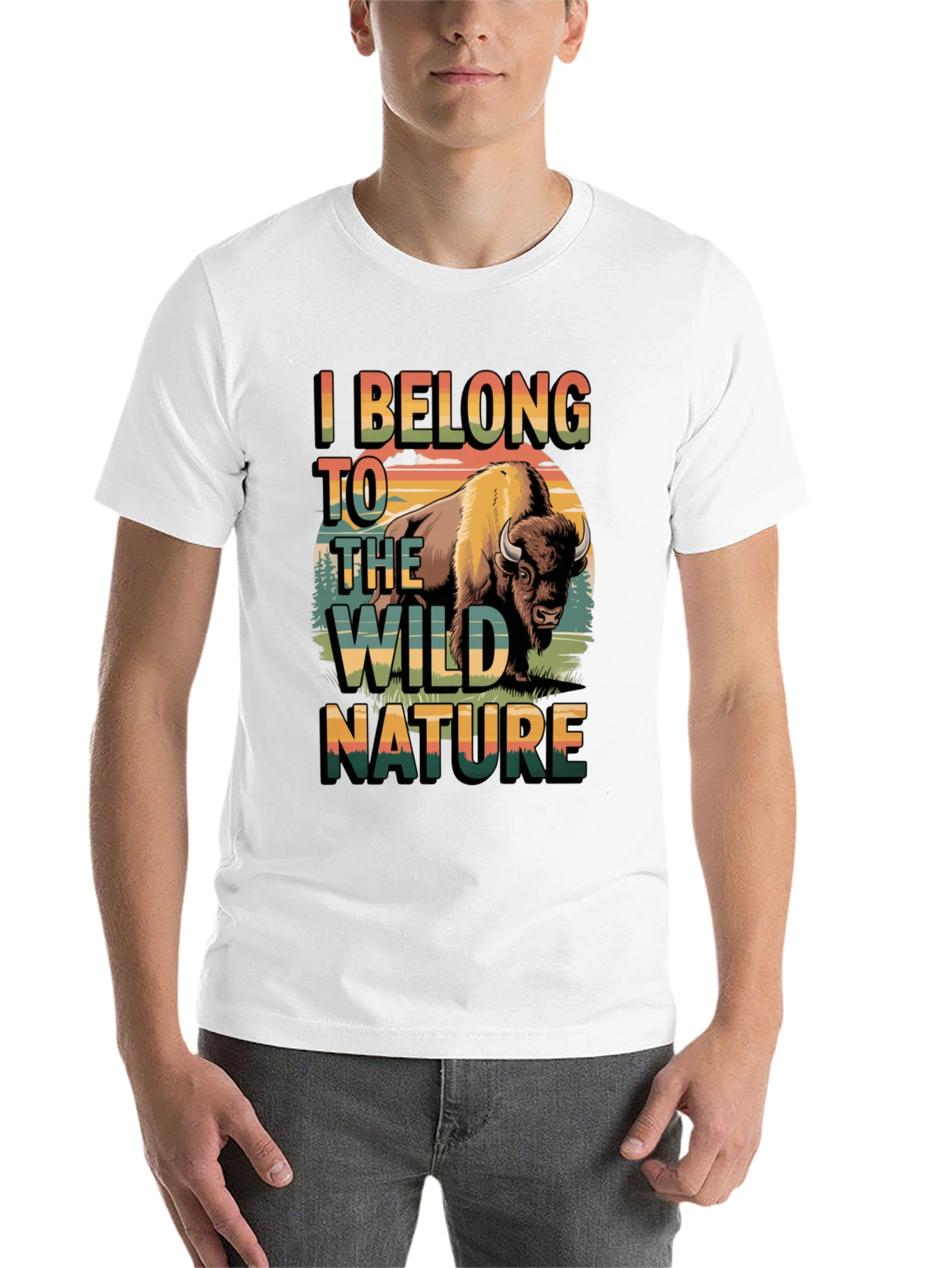 Black Wild Nature Bison Graphic Tee - Men's Black T-Shirt view 14