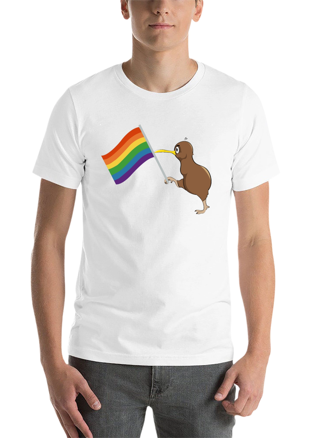 Black Kiwi Bird Pride Flag Graphic Tee view 14
