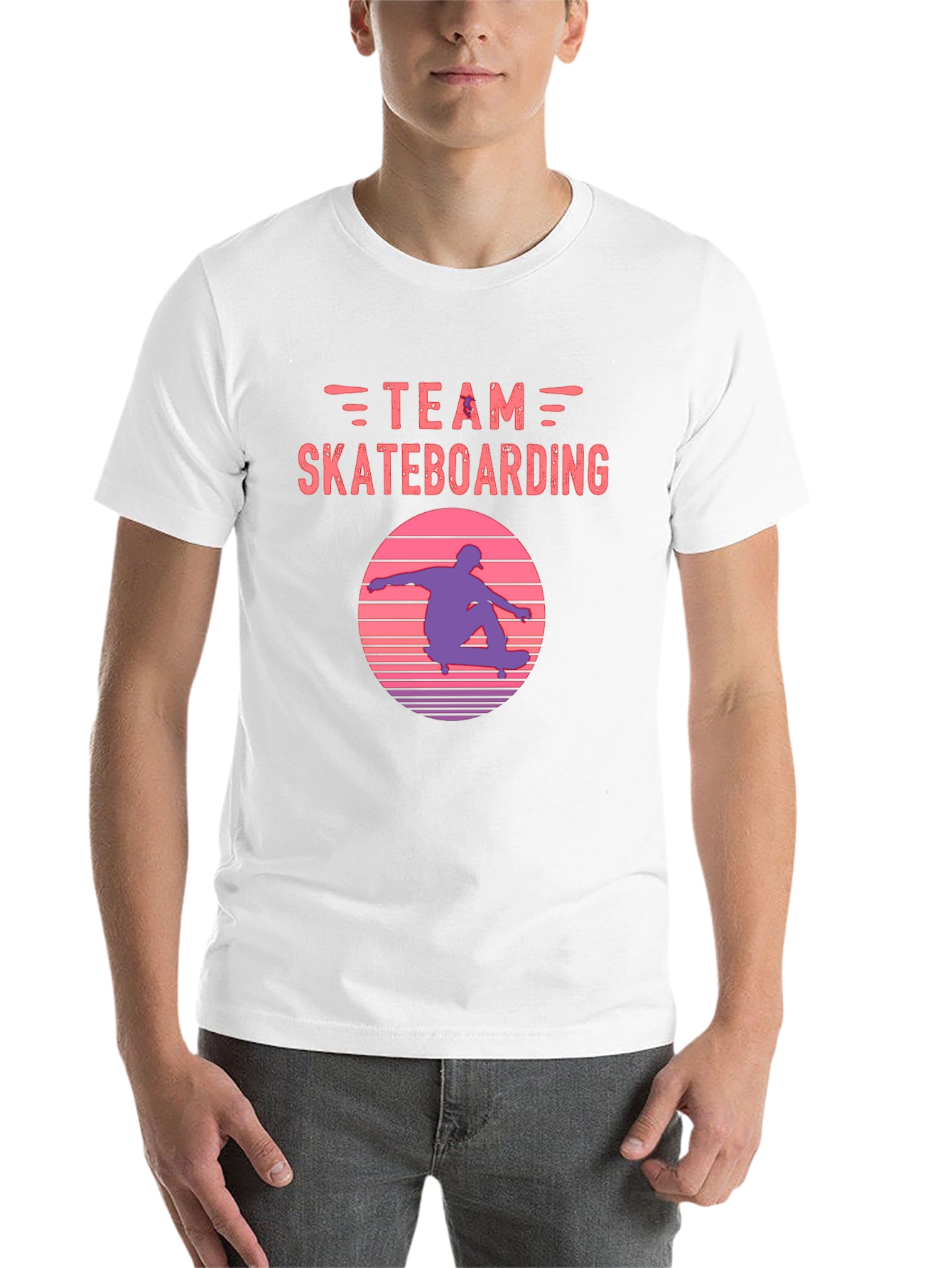 Black Team Skateboarding Graphic Tee - Retro Sunset Skater Shirt view 14