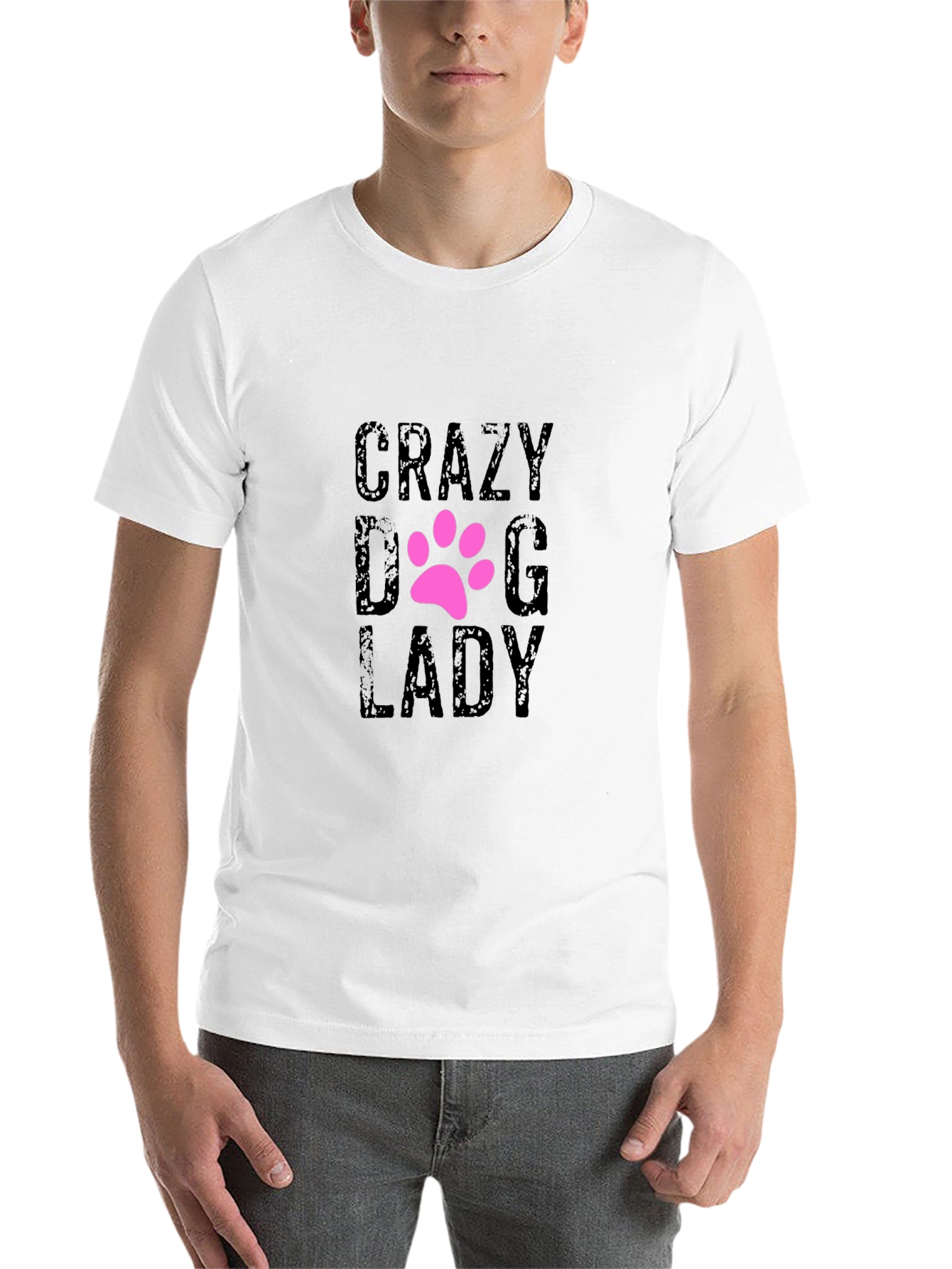 Black Crazy Dog Lady Graphic Tee - Black Cotton T-Shirt view 14