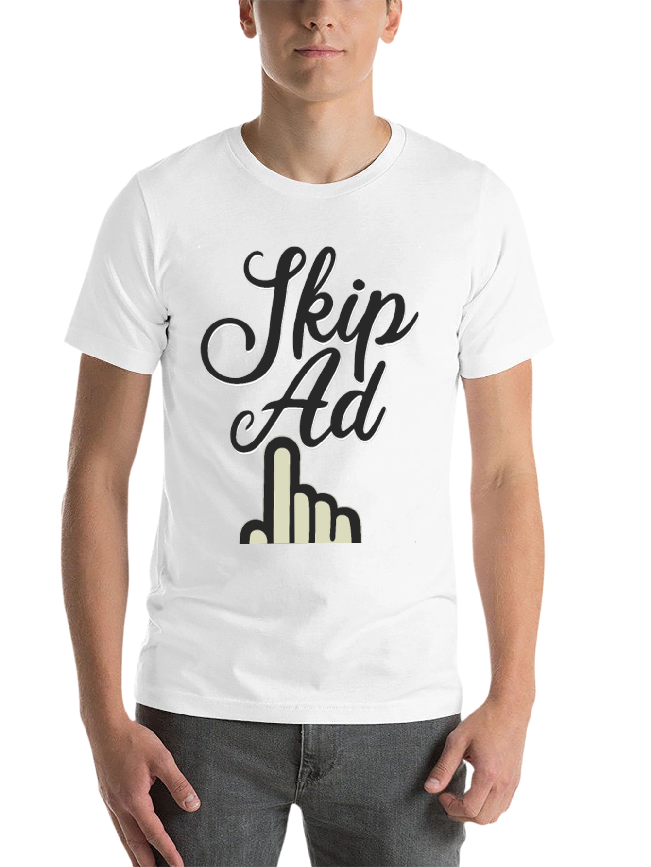 Black Skip Ad Graphic Tee - Funny Anti-Advertising Humor T-Shirt view 14