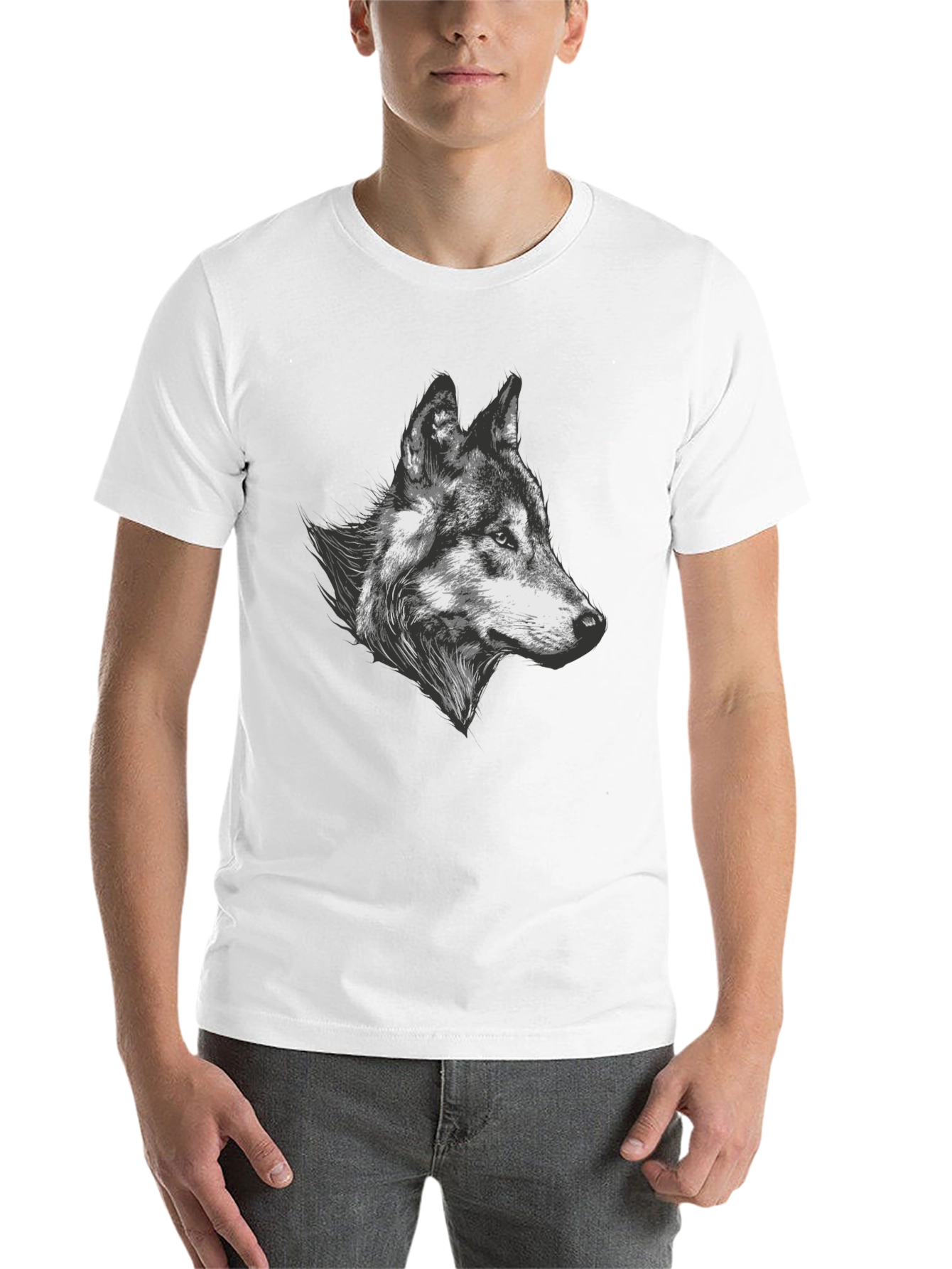 Black Wolf Graphic Tee - Black Cotton Blend T-Shirt view 14