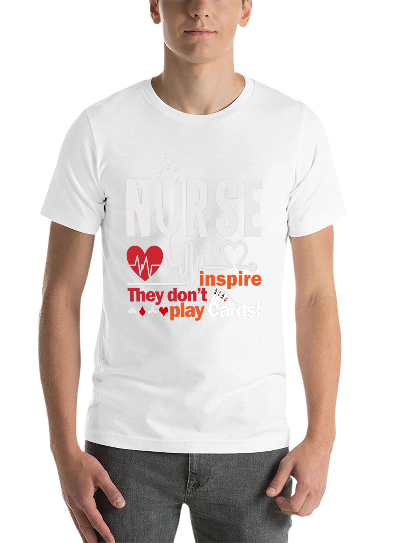 Black Nurse Inspire T-Shirt - Playing Card Design view 14
