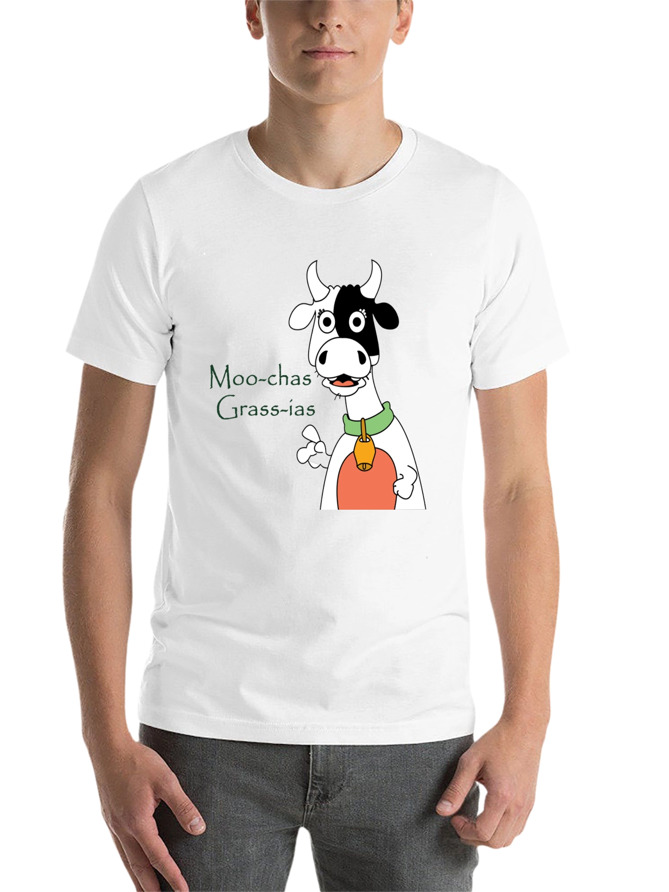 Black Moo-chas Grass-ias Cow Graphic Black T-Shirt view 14