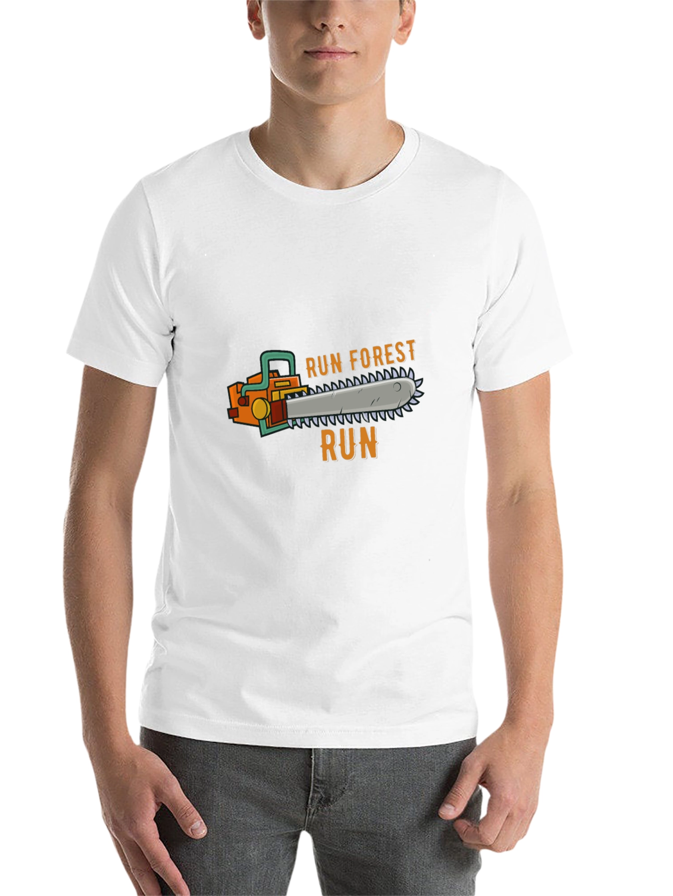 Black Run Forest Run Chainsaw T-Shirt - Novelty Tee view 14