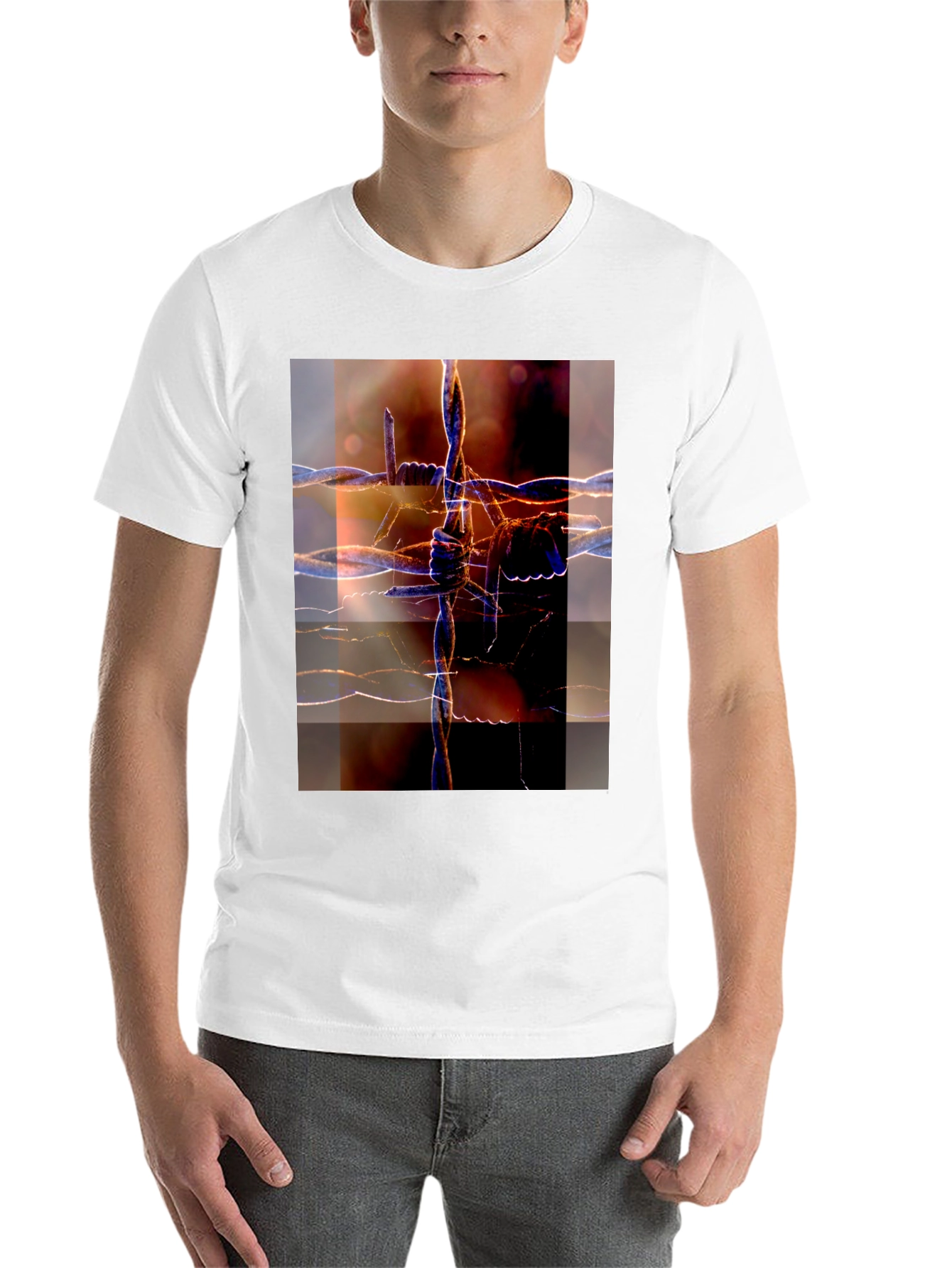 Black Barbed Wire Graphic Tee - Abstract Design view 14