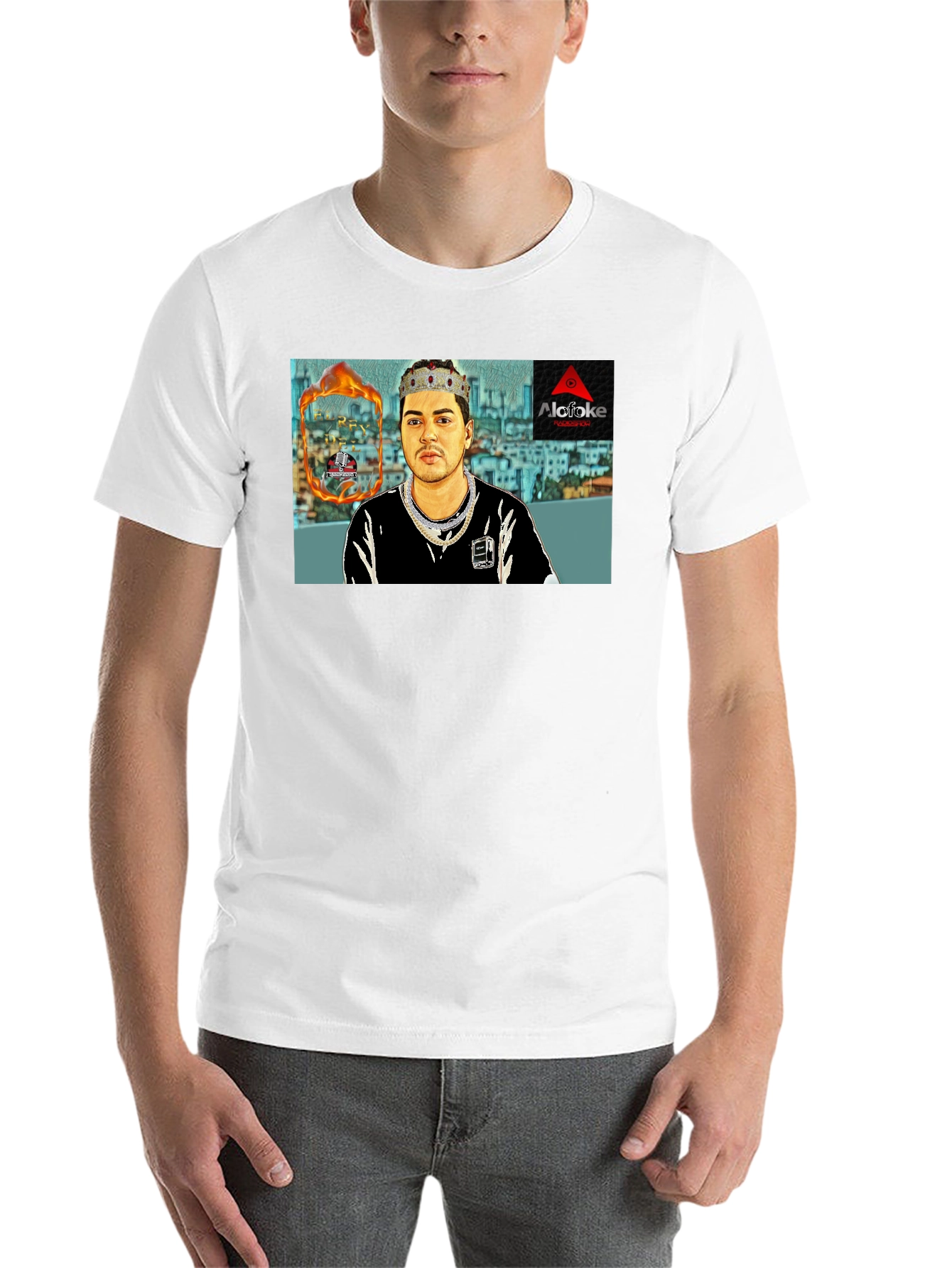 Black Alcafoke T-Shirt - King Cartoon Design view 14