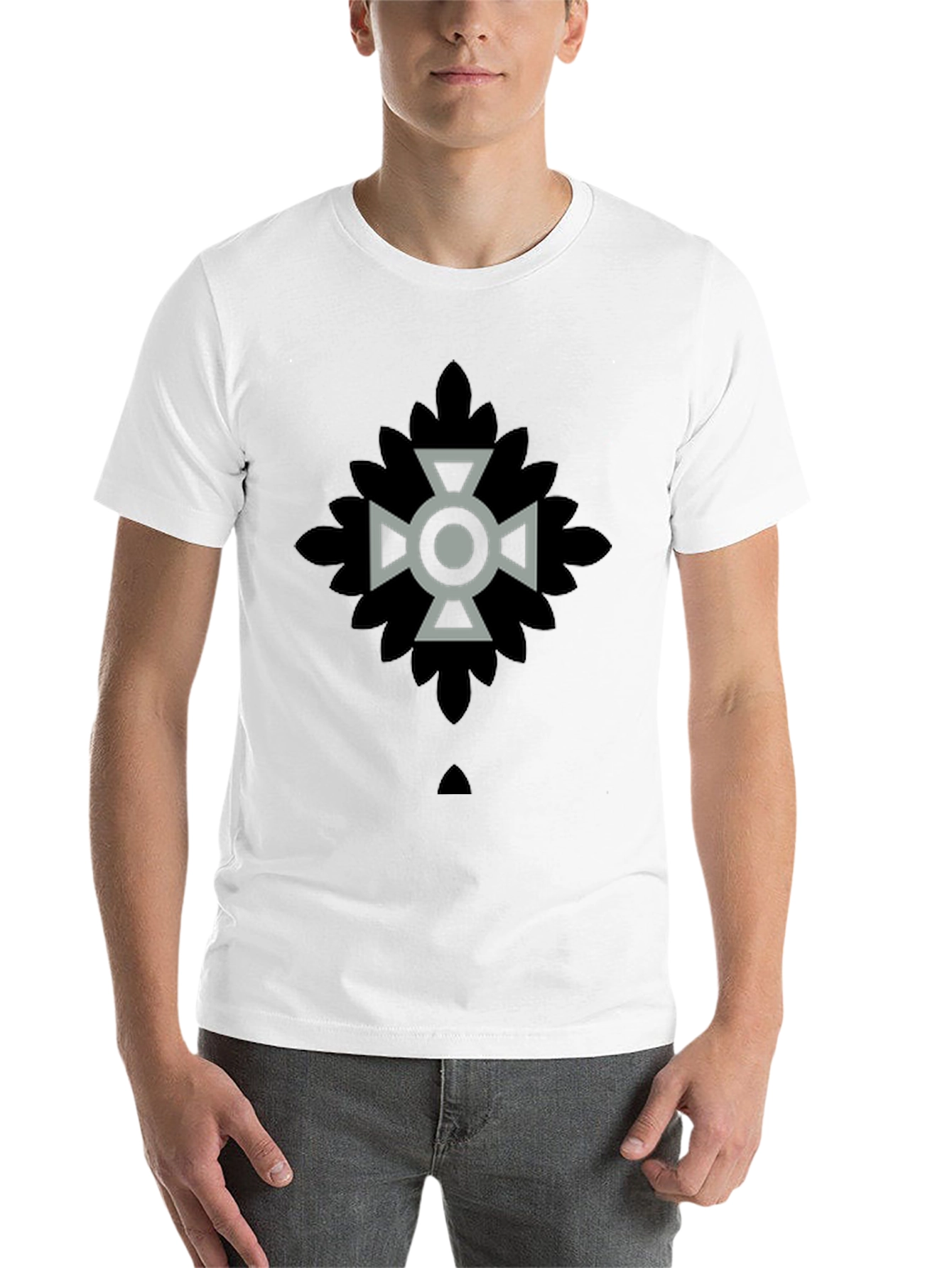 Black Geometric Cross Graphic Black T-Shirt view 14