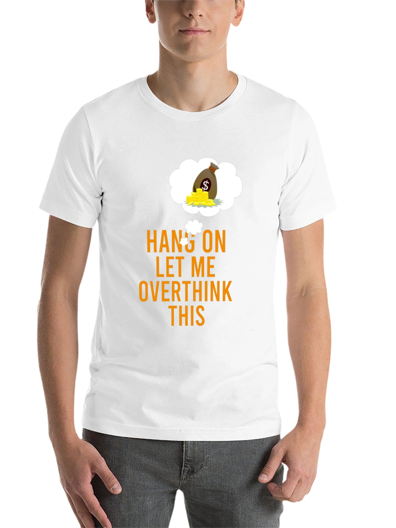 Black Hang On Overthink Funny Graphic Tee view 14