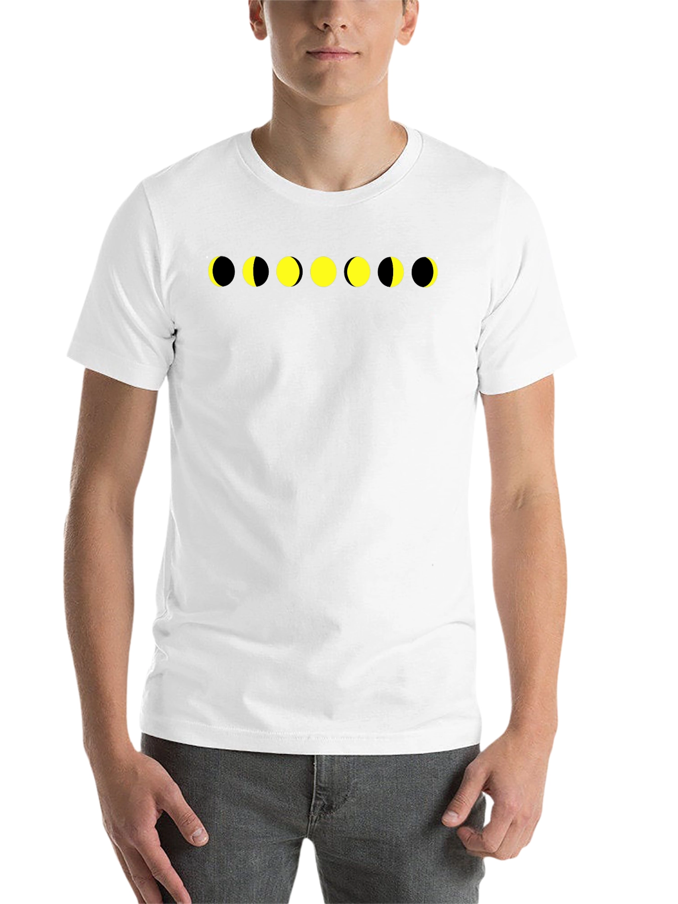 Black Lunar Phase Graphic Tee - Black Cotton T-Shirt view 14