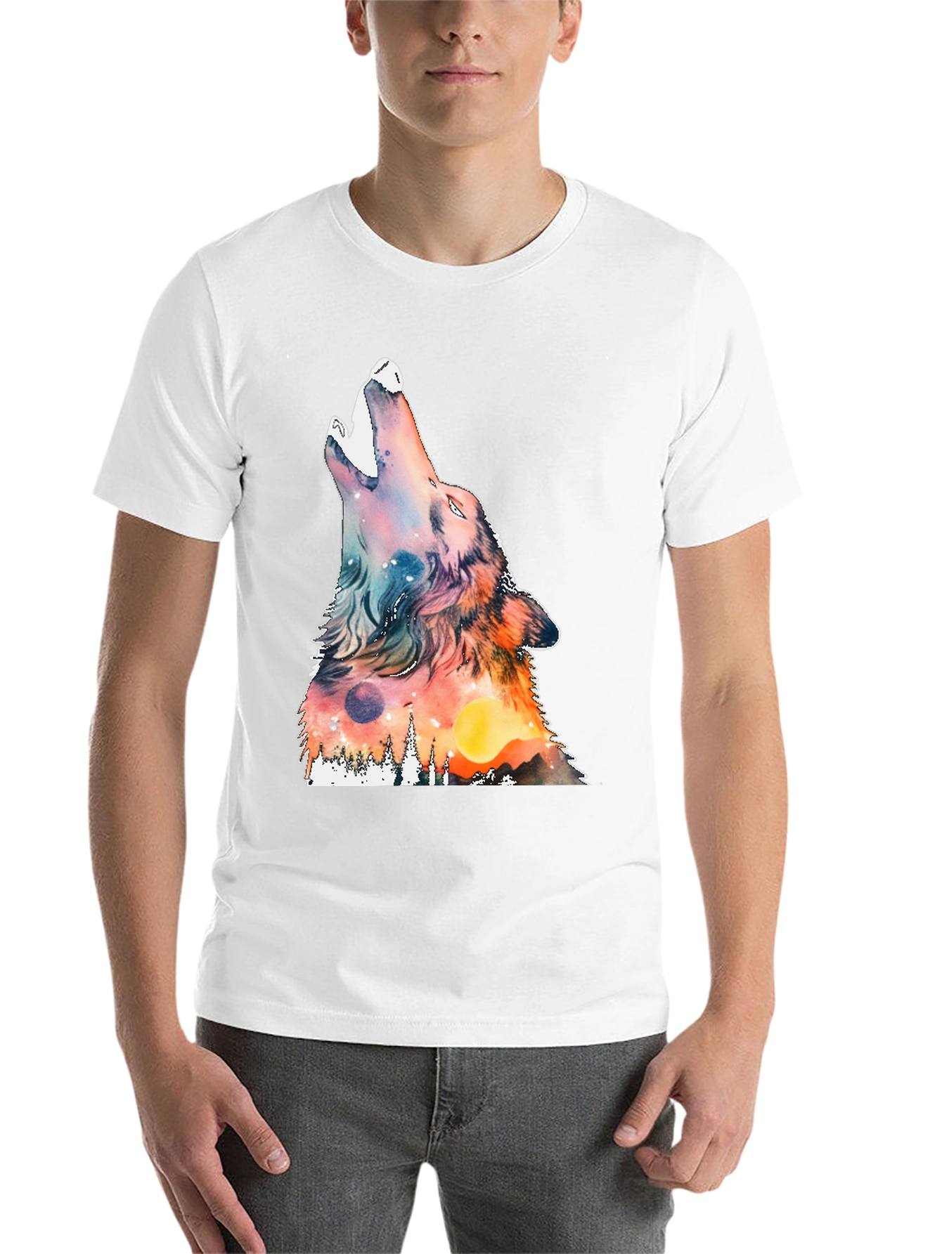 Black Wolf Howling Graphic Print Tee view 14