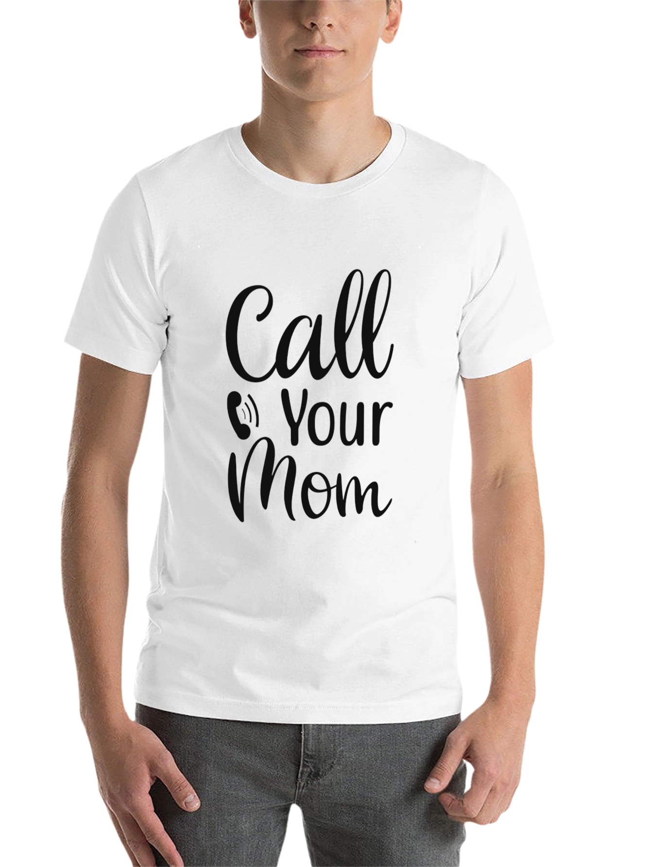 Black Call Your Mom T-Shirt - Black, Soft Cotton Blend view 14