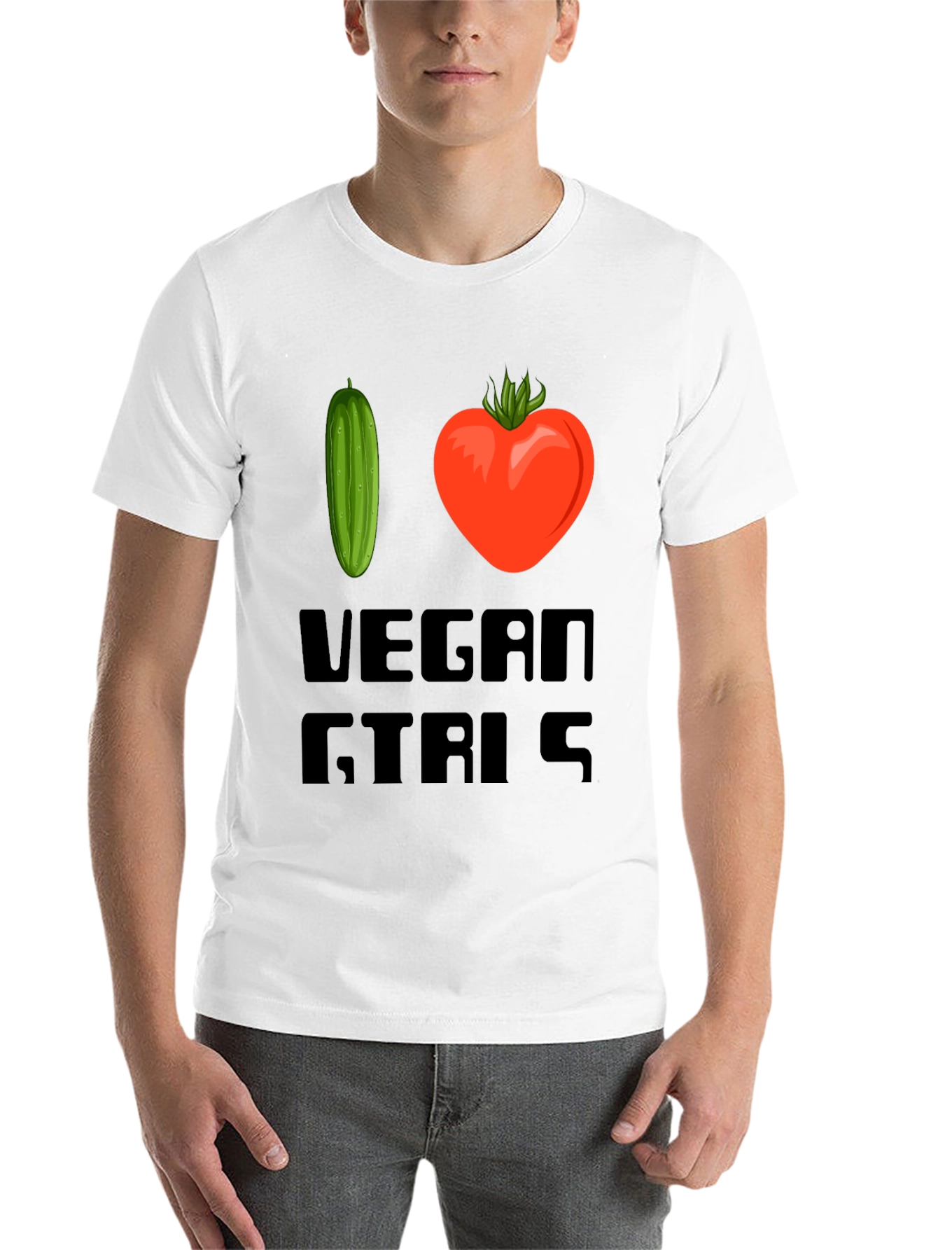 Black I Love Vegan Girls T-Shirt view 14