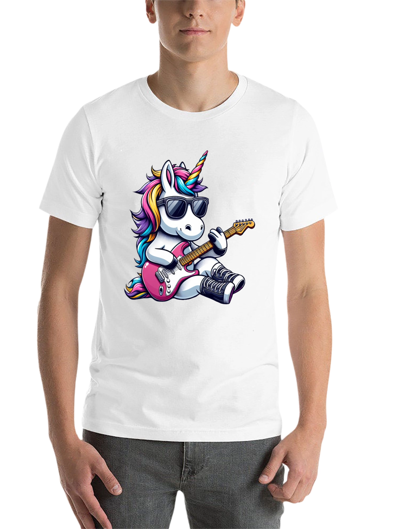 Black Unicorn Guitarist Black T-Shirt view 14