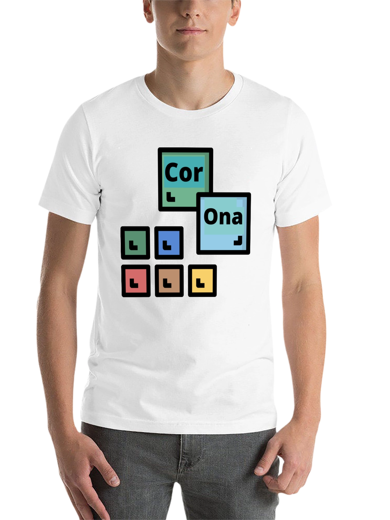 Black Periodic Table Corona T-Shirt - Black Cotton Tee view 14